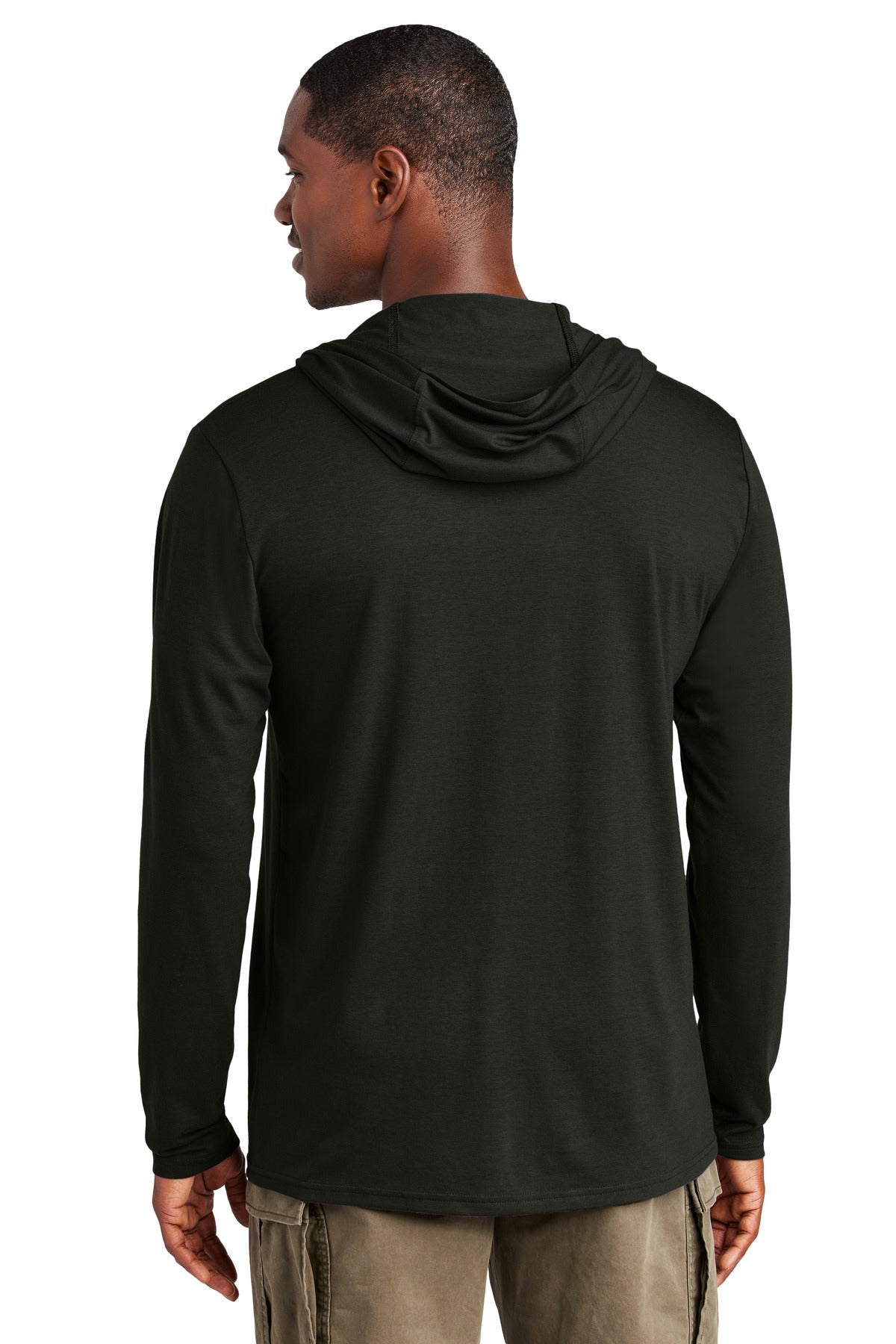Custom Embroidered District Perfect Tri Long Sleeve Hoodie. DM139,Black