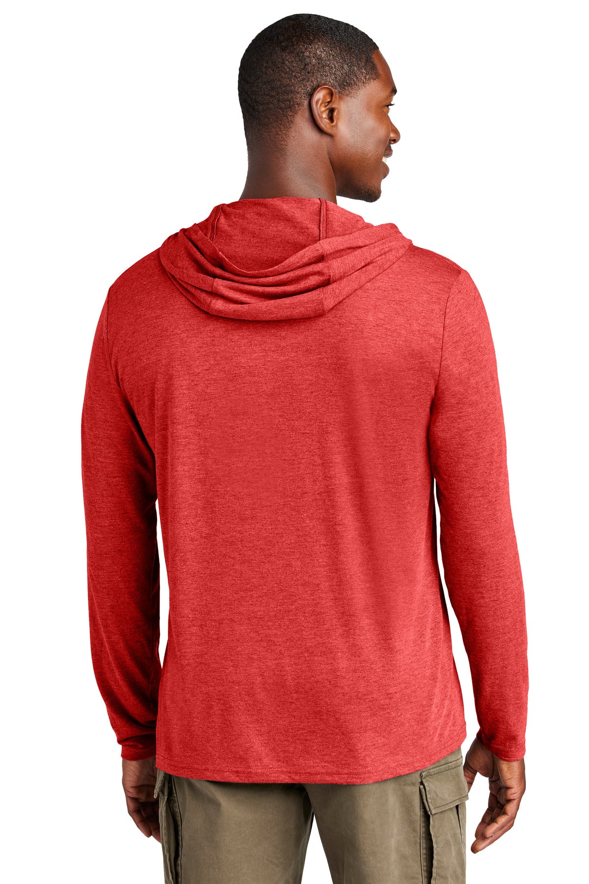 Custom Embroidered District Perfect Tri Long Sleeve Hoodie. DM139,Red Frost