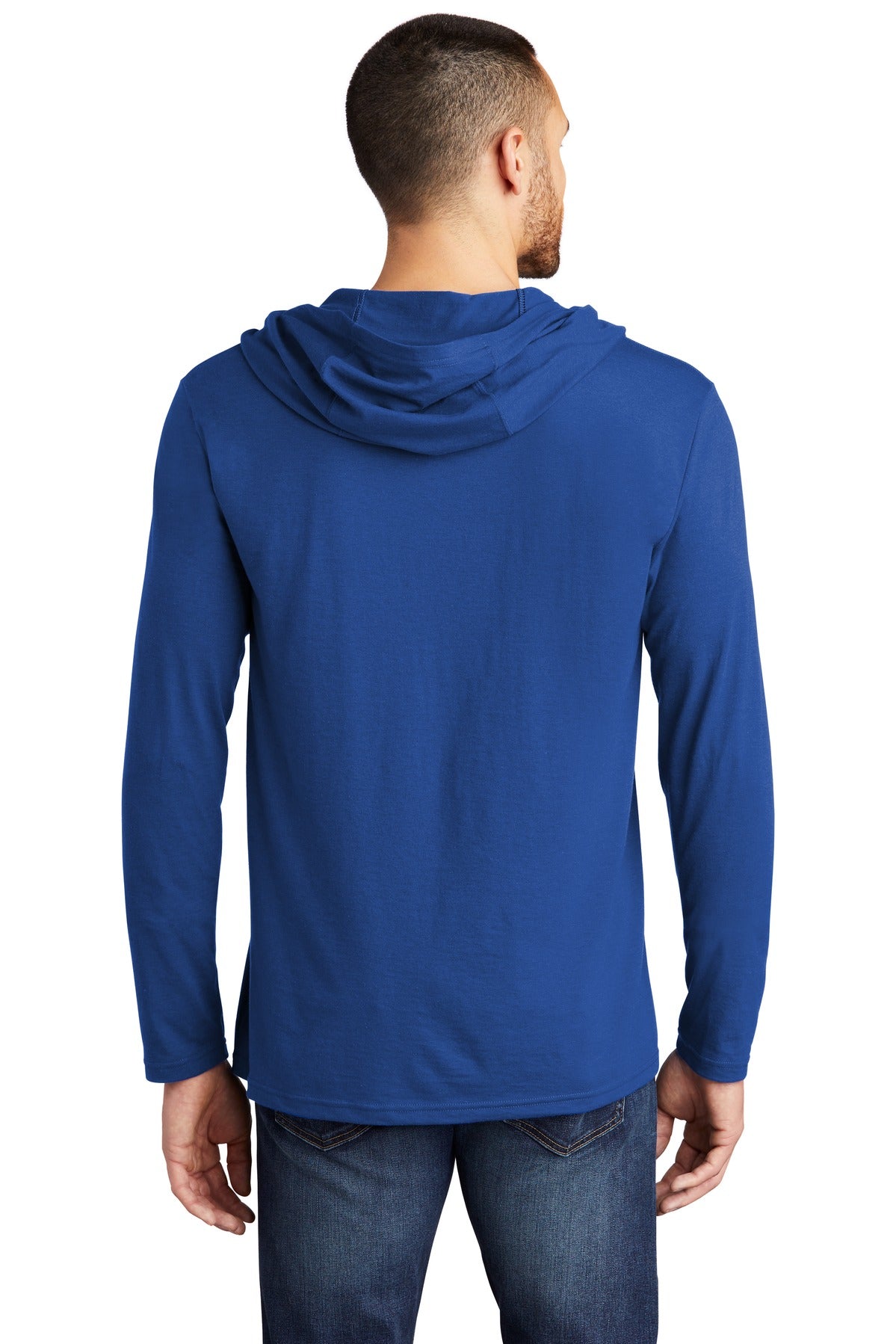 Custom Embroidered District Perfect Tri Long Sleeve Hoodie. DM139,Deep Royal