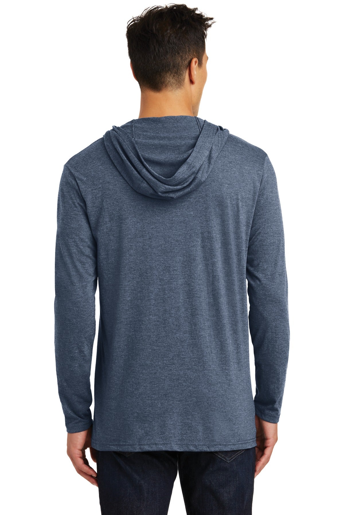 Custom Embroidered District Perfect Tri Long Sleeve Hoodie. DM139,Navy Frost