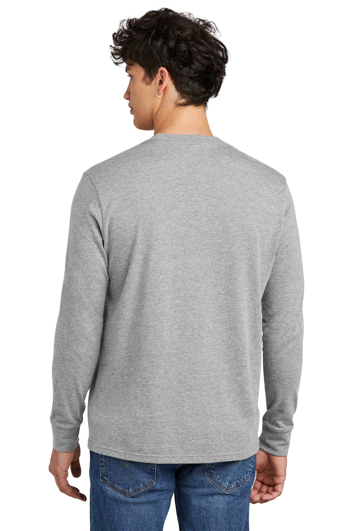 Custom Embroidered District Perfect Blend CVC Long Sleeve Tee DT109,Light Heather Grey