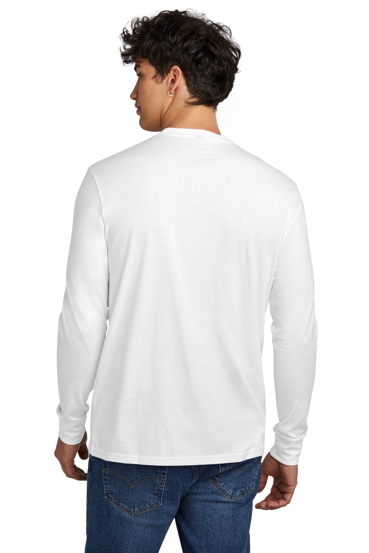 Custom Embroidered District Perfect Blend CVC Long Sleeve Tee DT109,White