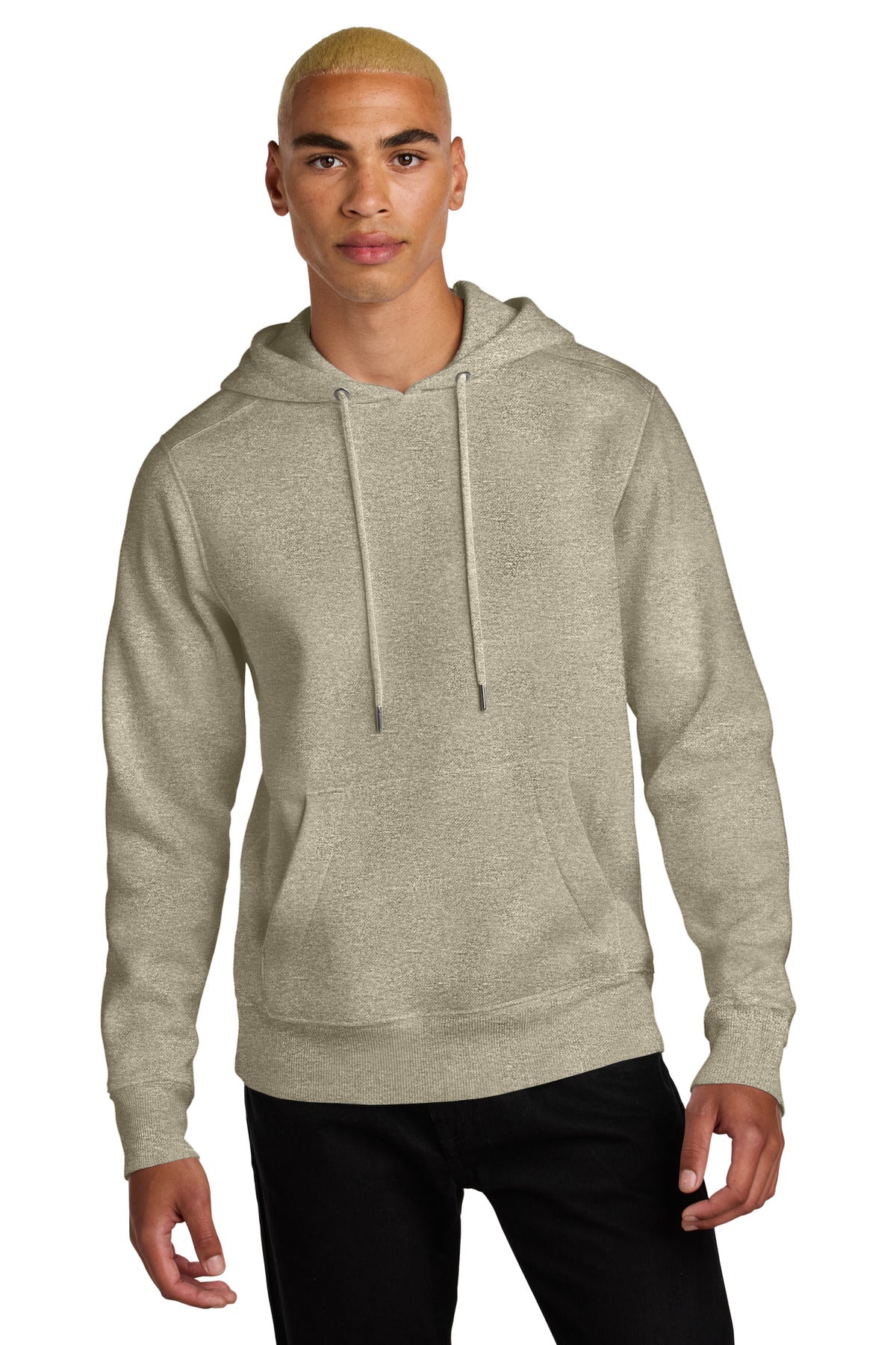 District Perfect Weight Fleece Hoodie DT1101 Heathered Latte