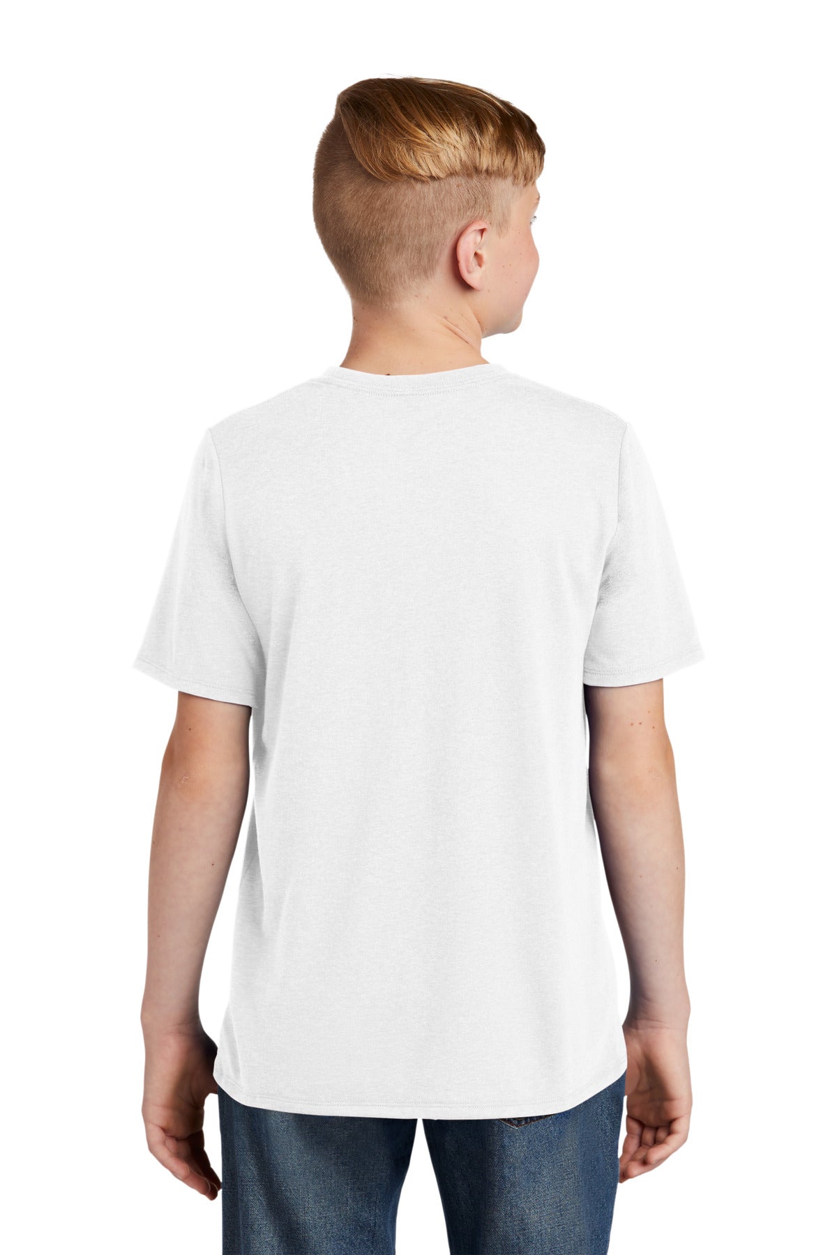 Custom Embroidered District Youth Perfect Tri Tee. DT130Y,White