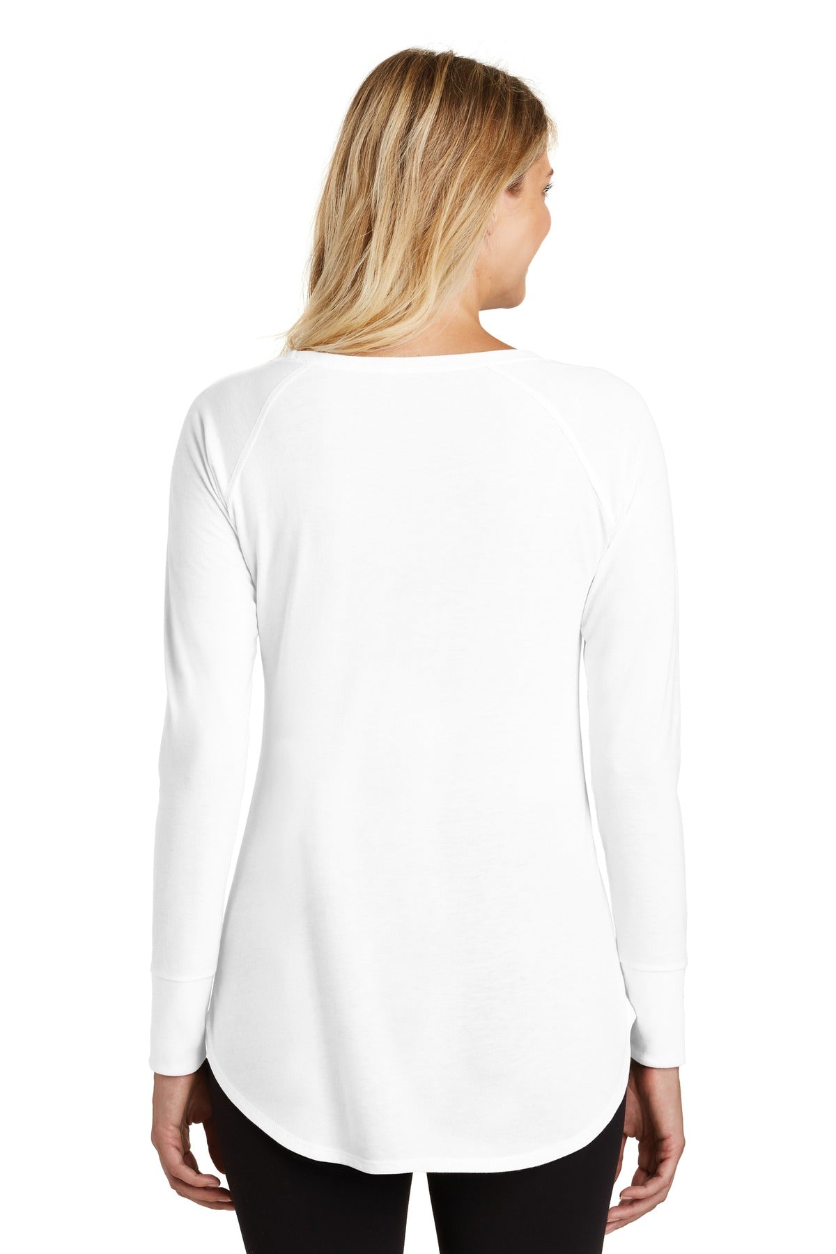 Custom Embroidered District Women's Perfect Tri Long Sleeve Tunic Tee. DT132L,White