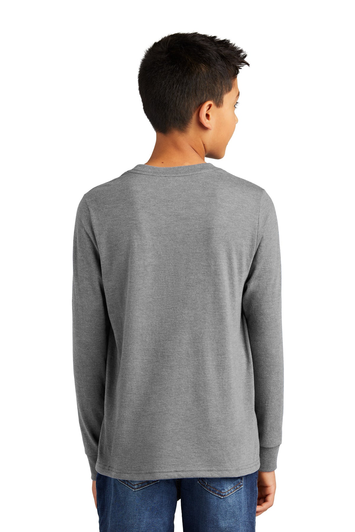 Custom Embroidered District Youth Perfect Tri Long Sleeve Tee DT132Y,Grey Frost