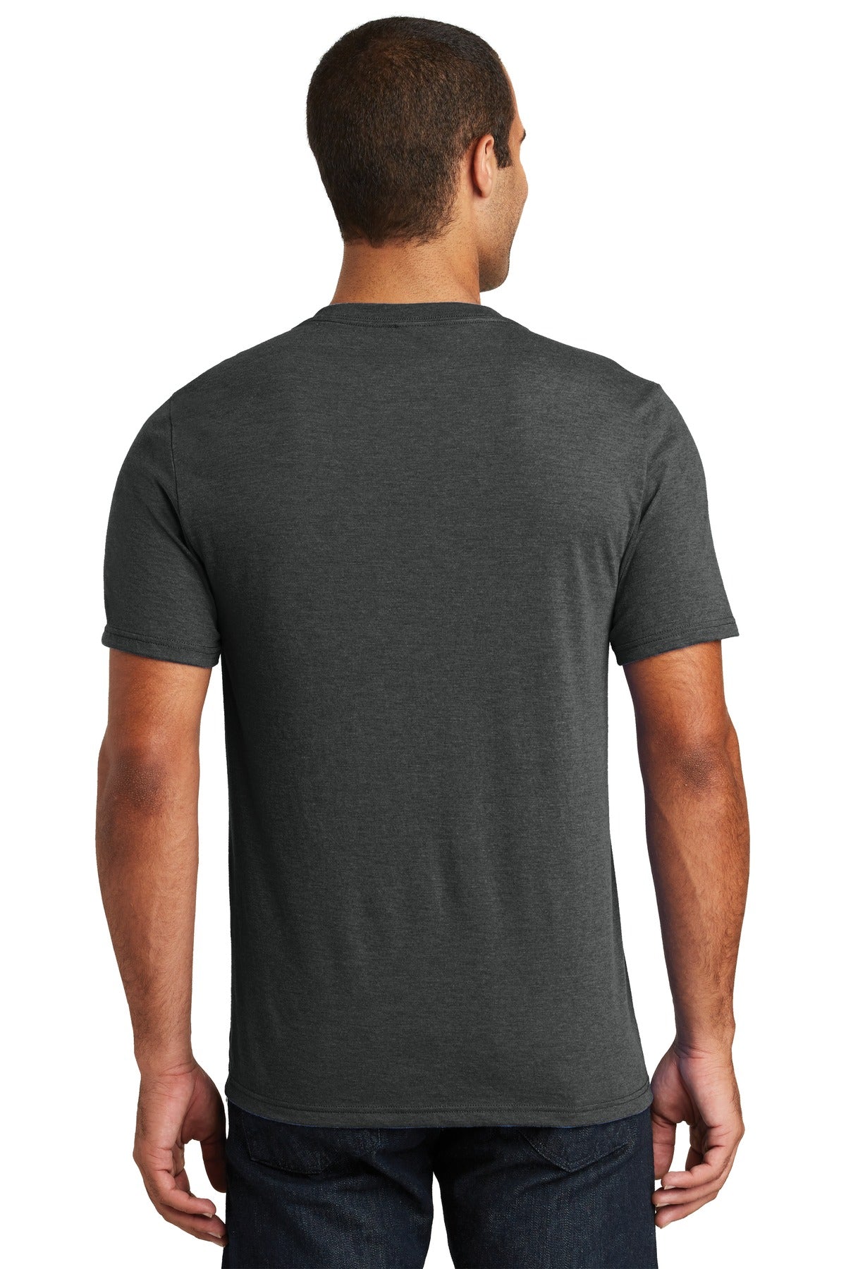 Custom Embroidered District Perfect Tri V-Neck Tee. DT1350,Black Frost