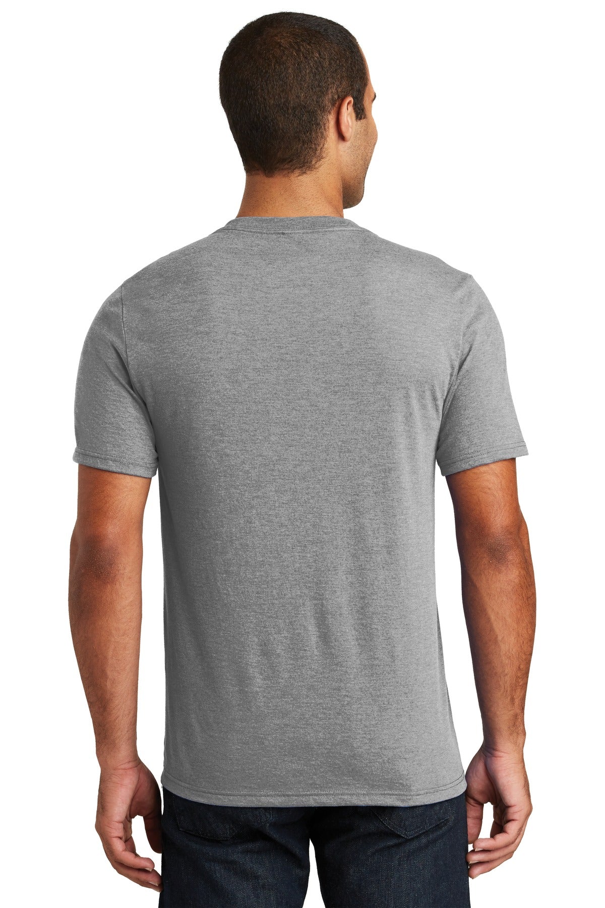 Custom Embroidered District Perfect Tri V-Neck Tee. DT1350,Grey Frost