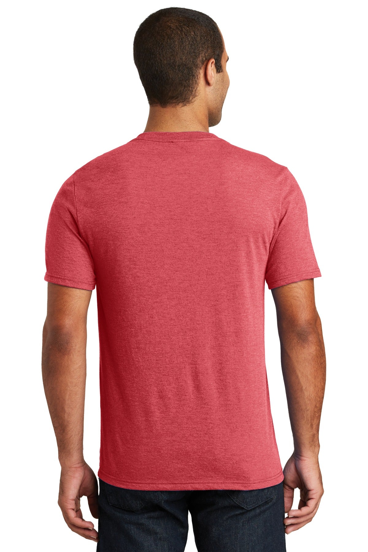 Custom Embroidered District Perfect Tri V-Neck Tee. DT1350,Red Frost