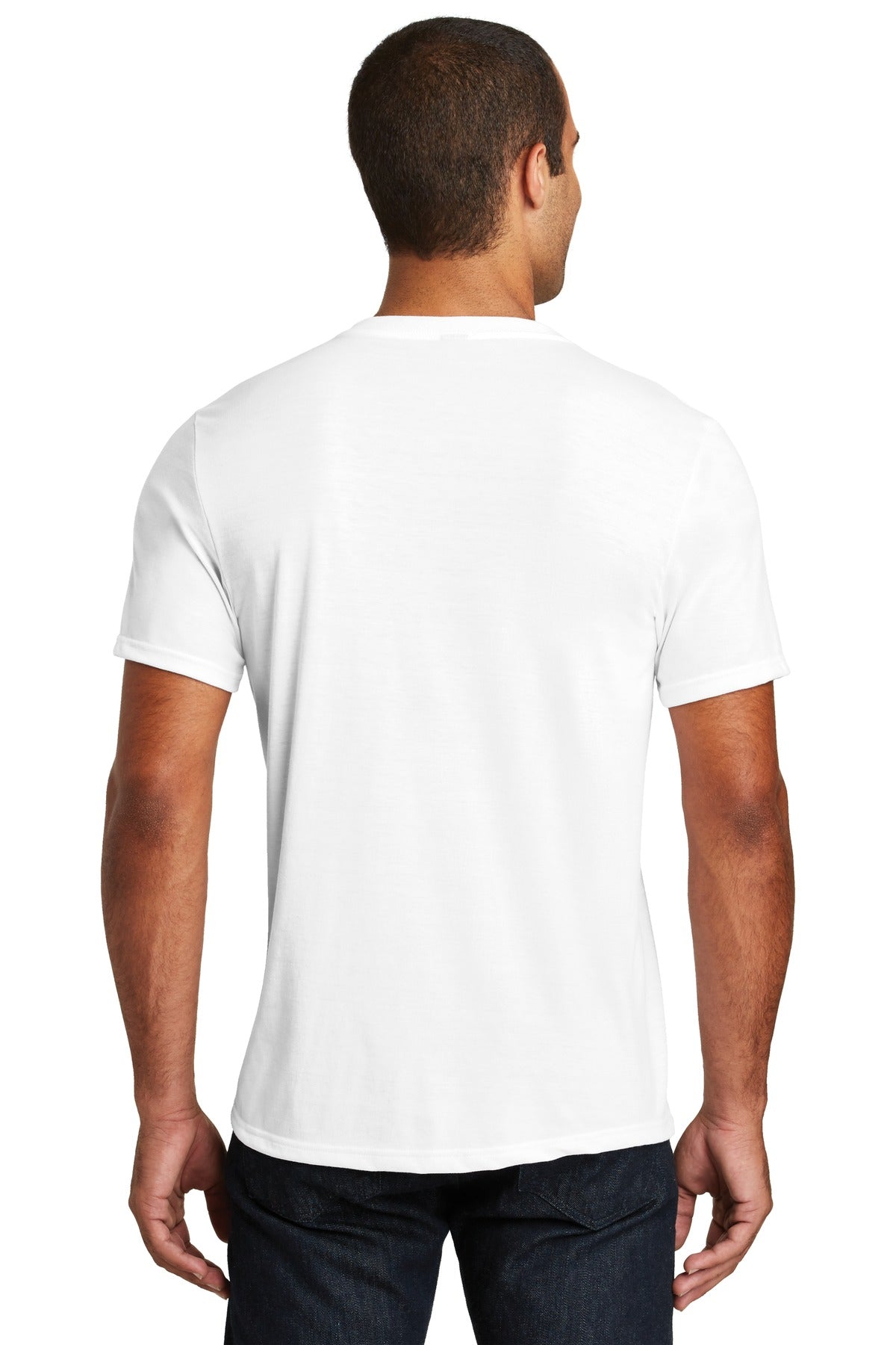 Custom Embroidered District Perfect Tri V-Neck Tee. DT1350,White