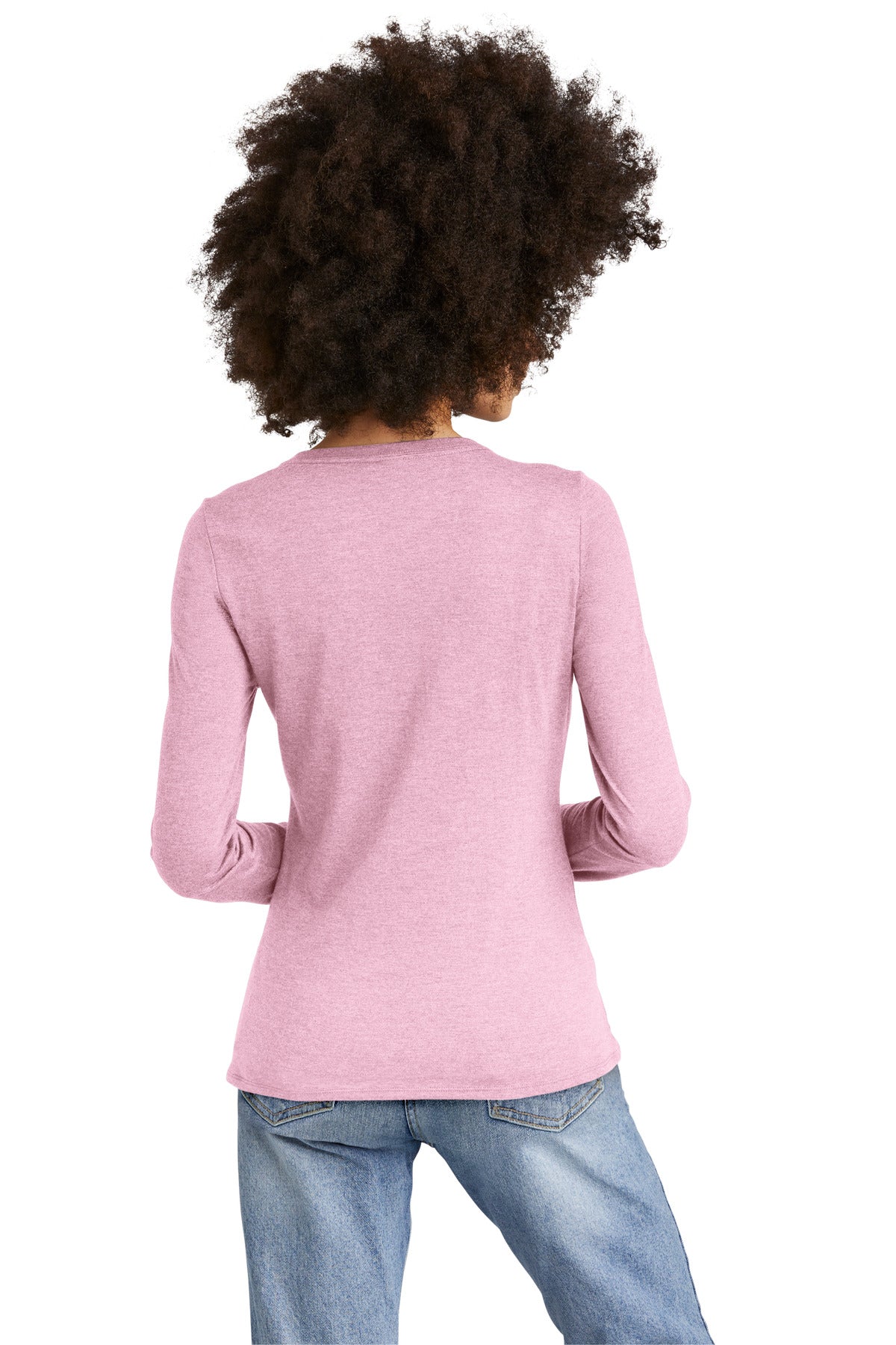 Custom Embroidered District Women's Perfect Tri Long Sleeve V-Neck Tee DT135,Wisteria Heather