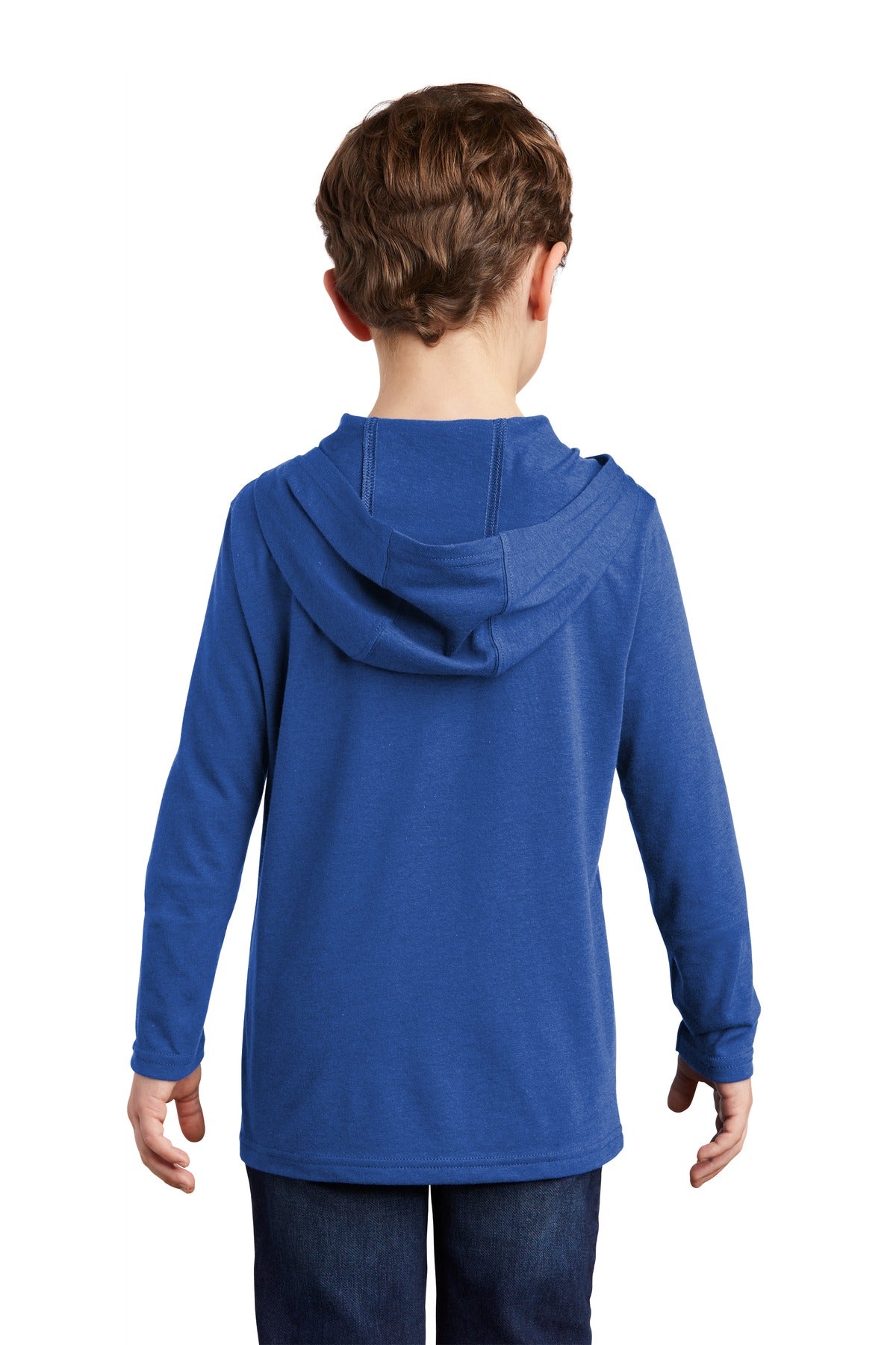 Custom Embroidered District Youth Perfect Tri Long Sleeve Hoodie DT139Y,Deep Royal