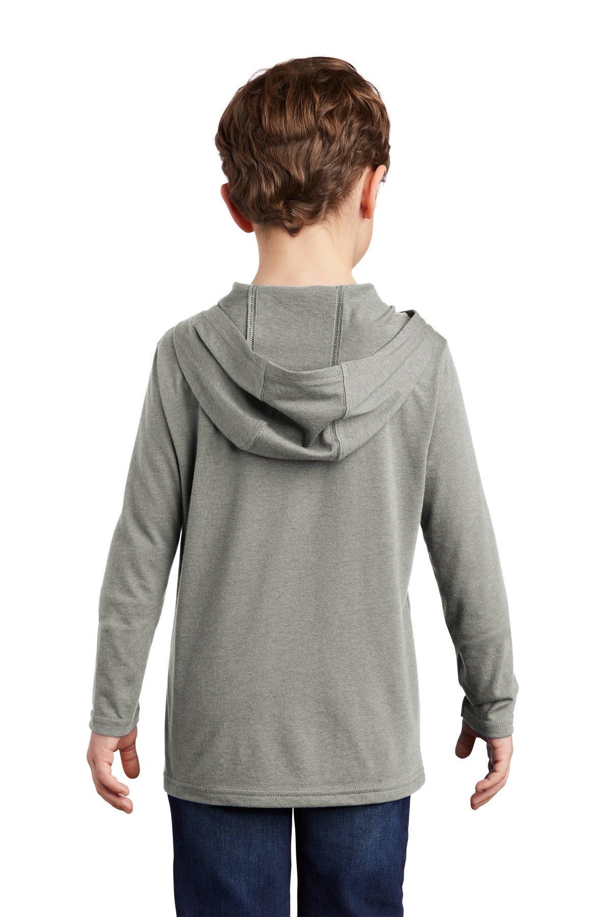 Custom Embroidered District Youth Perfect Tri Long Sleeve Hoodie DT139Y,Grey Frost