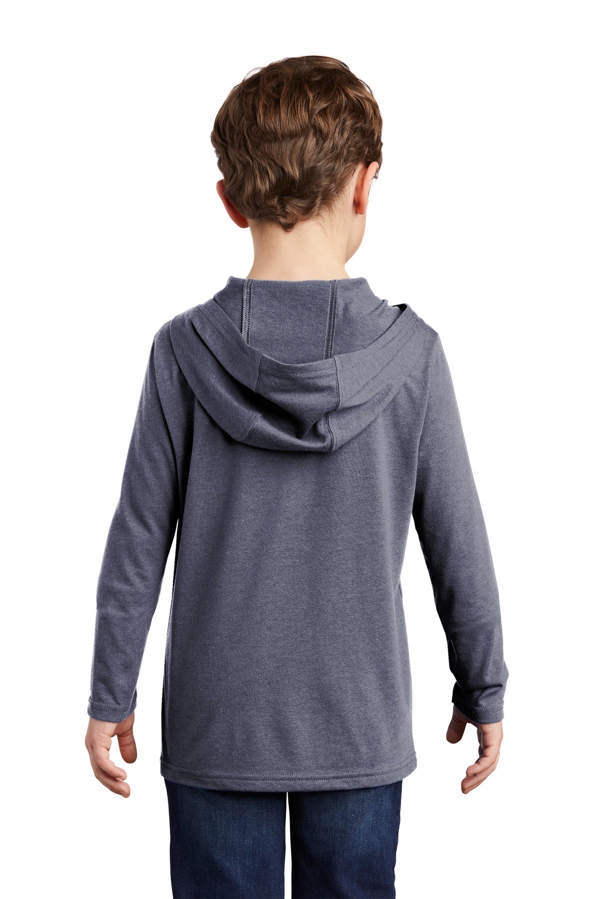 Custom Embroidered District Youth Perfect Tri Long Sleeve Hoodie DT139Y,Navy Frost