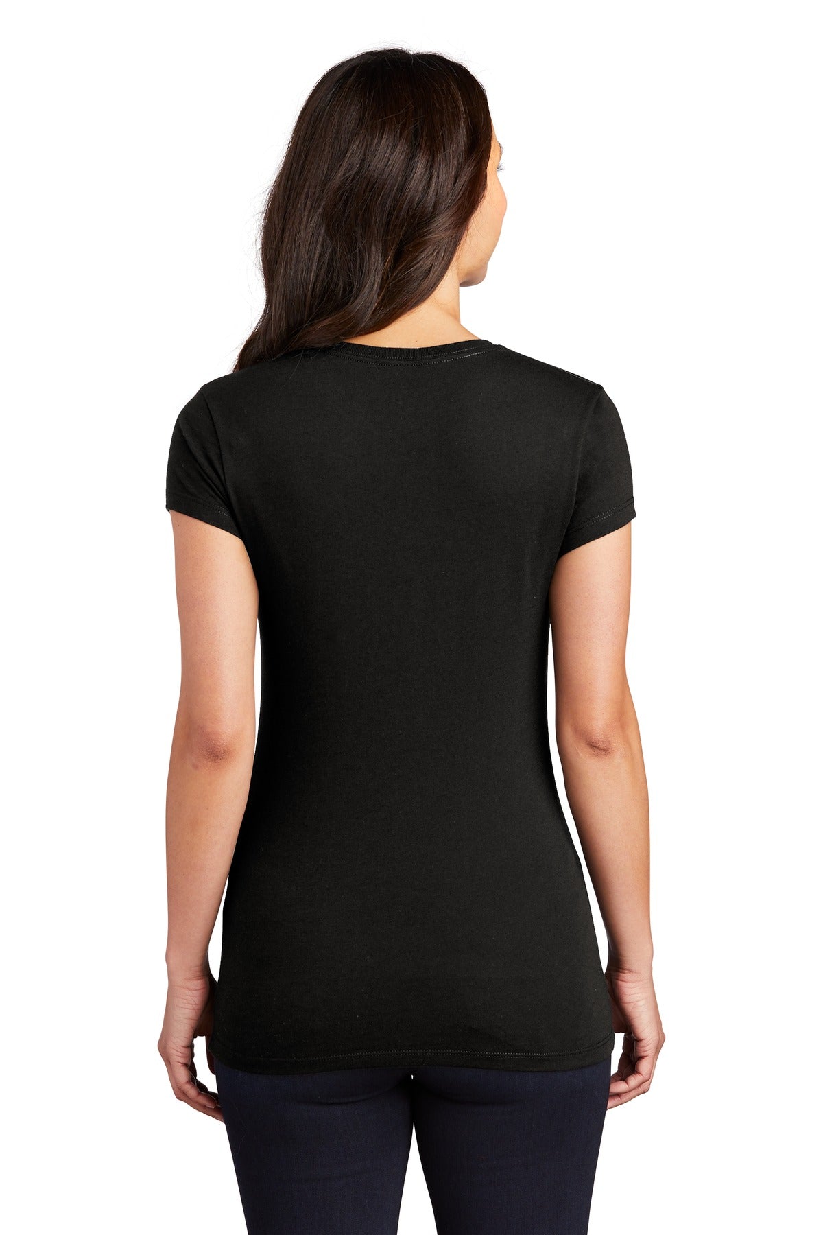 Custom Embroidered District Women's Fitted Perfect Tri Tee. DT155,Black