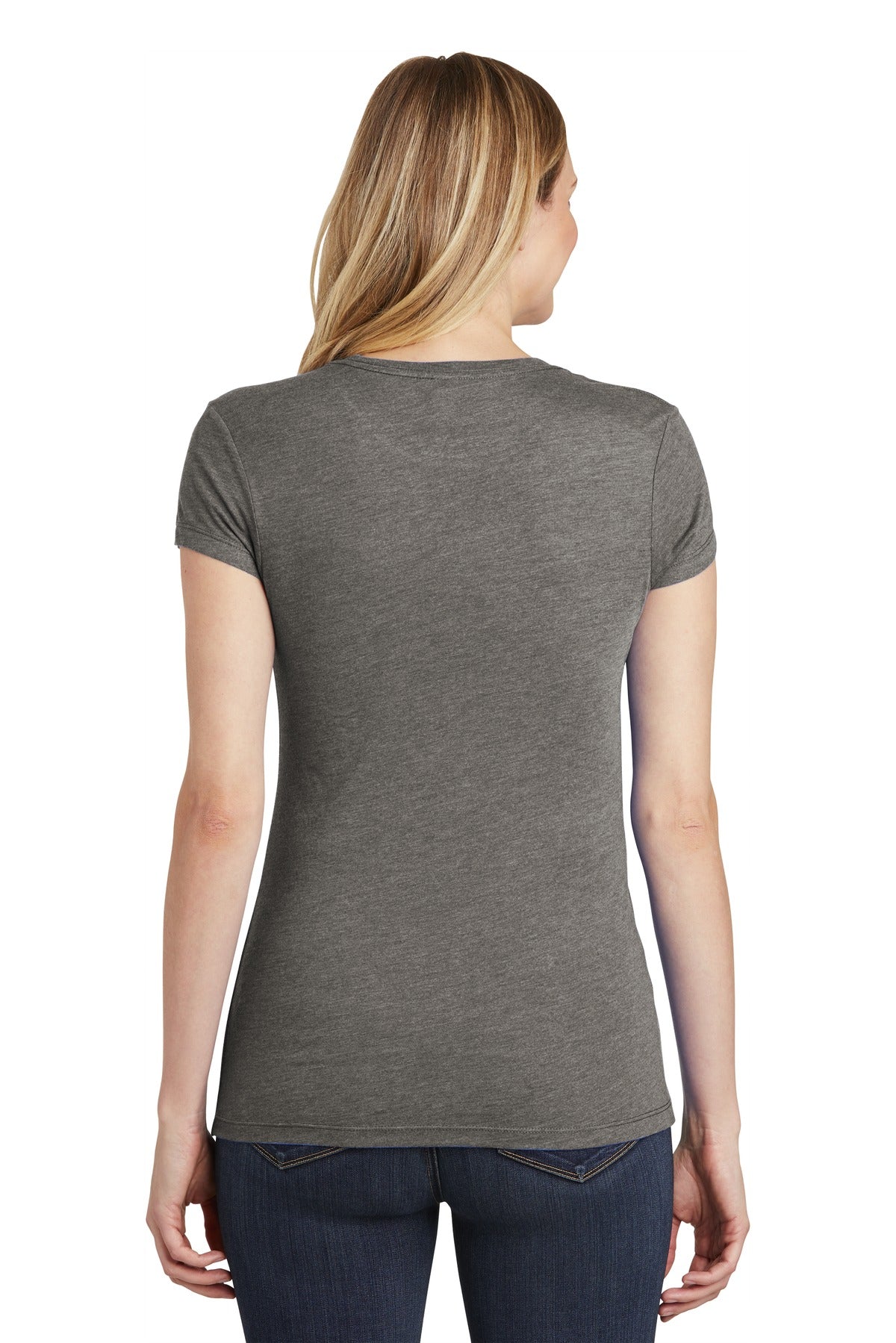 Custom Embroidered District Women's Fitted Perfect Tri Tee. DT155,Grey Frost