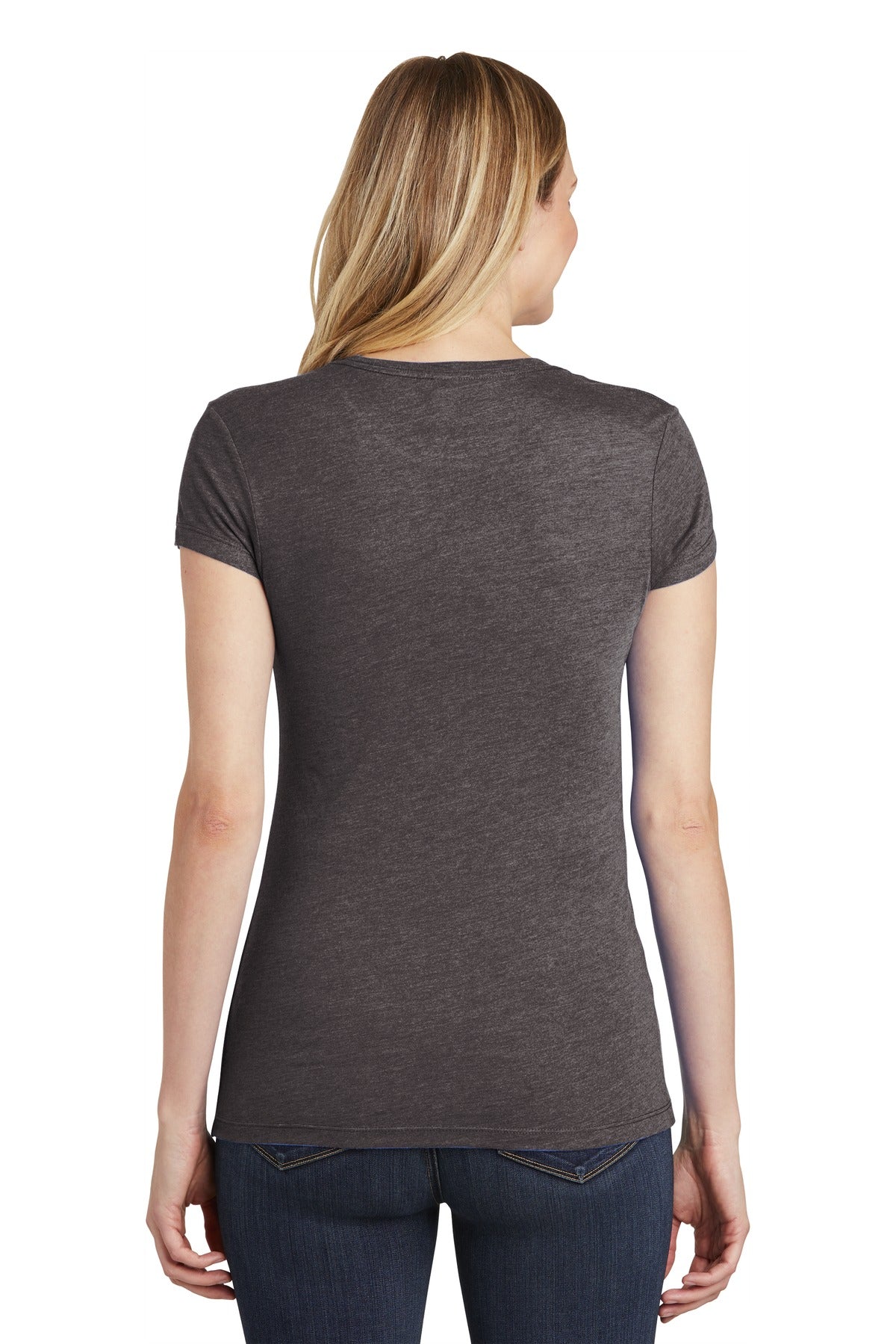 Custom Embroidered District Women's Fitted Perfect Tri Tee. DT155,Heathered Charcoal