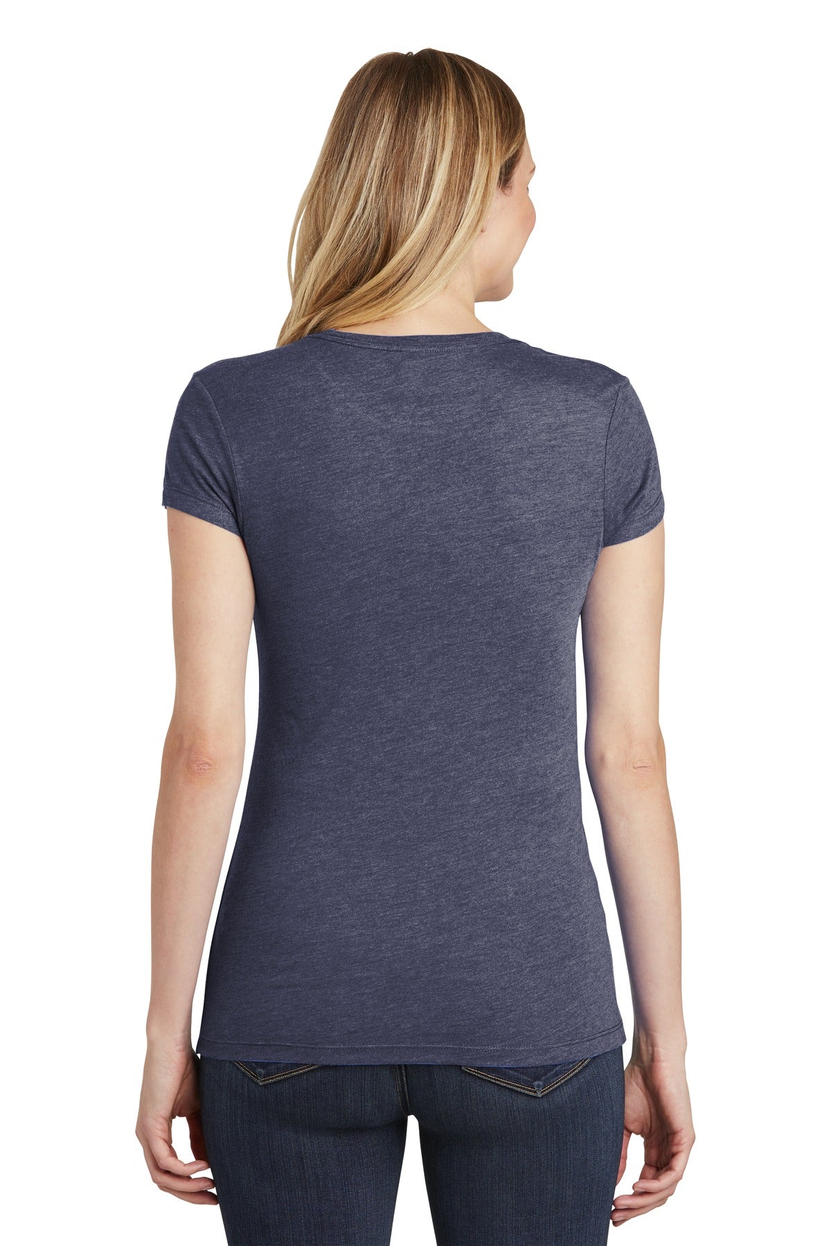 Custom Embroidered District Women's Fitted Perfect Tri Tee. DT155,Navy Frost