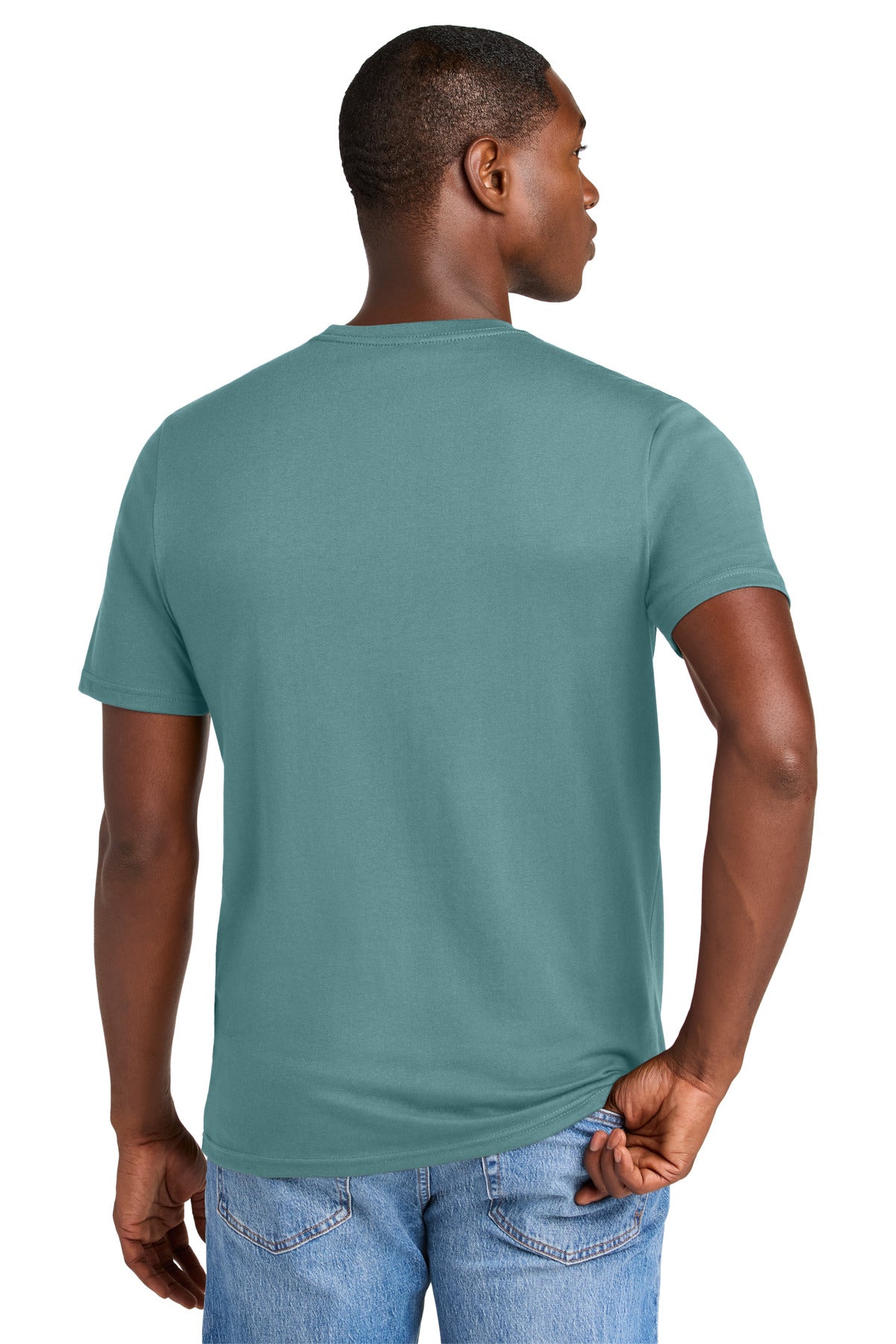 Custom Embroidered District Perfect Weight CVC Tee DT184,Bluestone