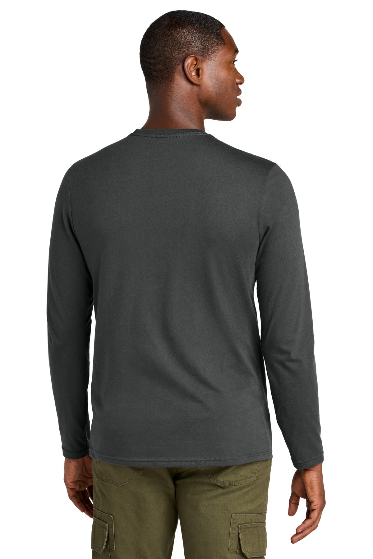 Custom Embroidered District Perfect Weight CVC Long Sleeve Tee DT185,Charcoal