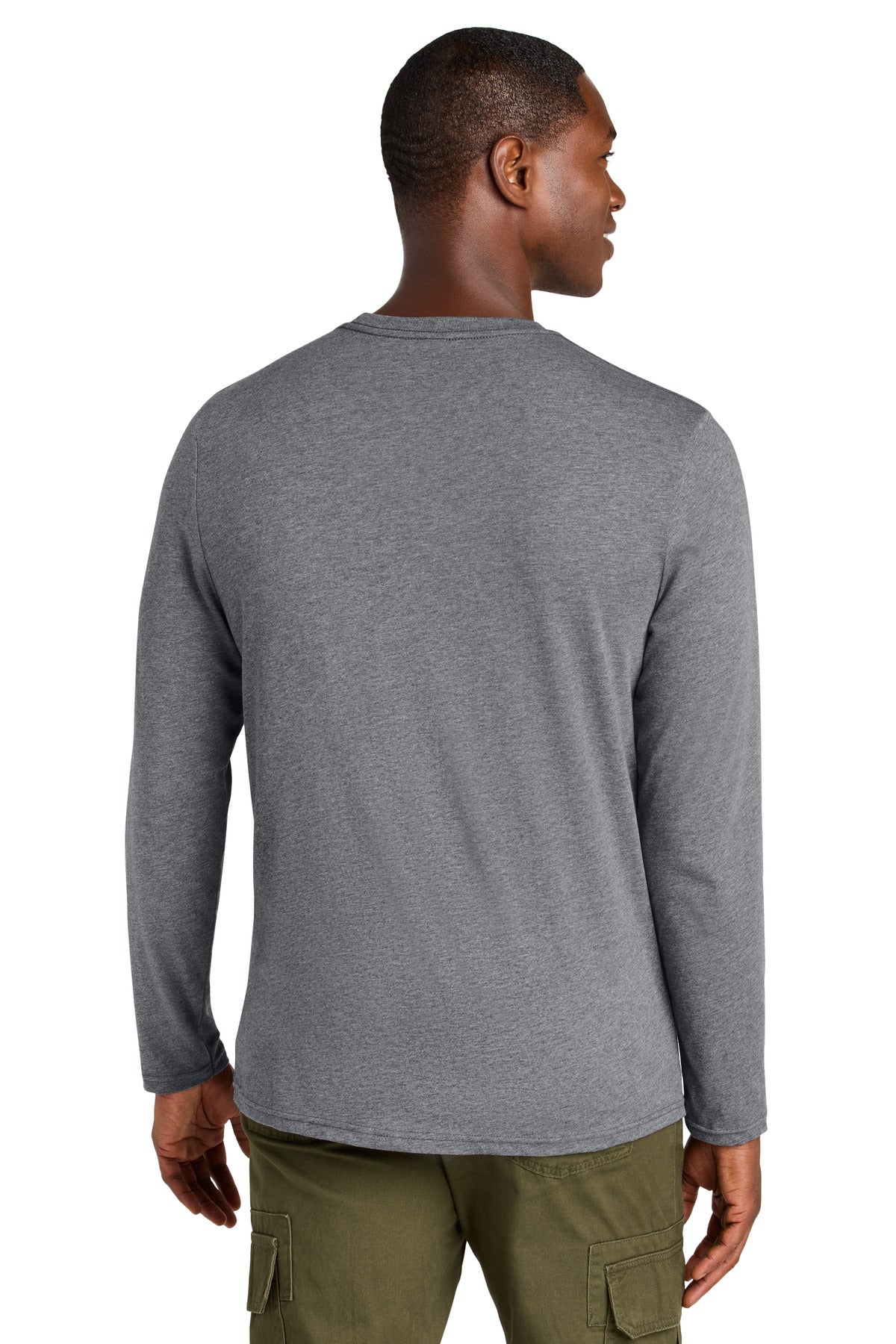 Custom Embroidered District Perfect Weight CVC Long Sleeve Tee DT185,Graphite Heather