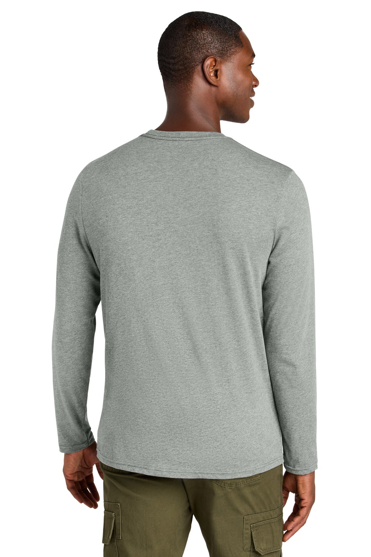Custom Embroidered District Perfect Weight CVC Long Sleeve Tee DT185,Light Heather Grey