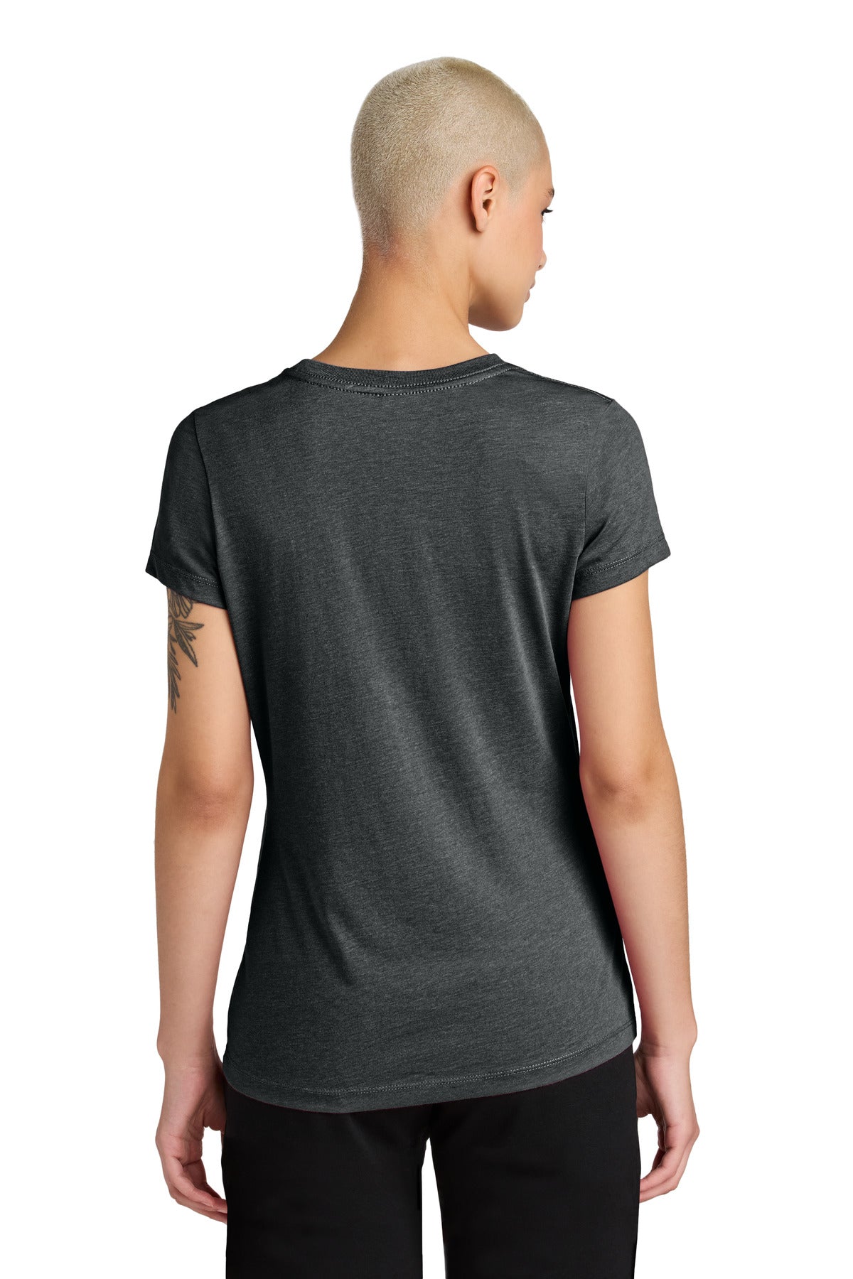 Custom Embroidered District Women's Perfect Weight CVC Tee DT188,Jet Black Heather