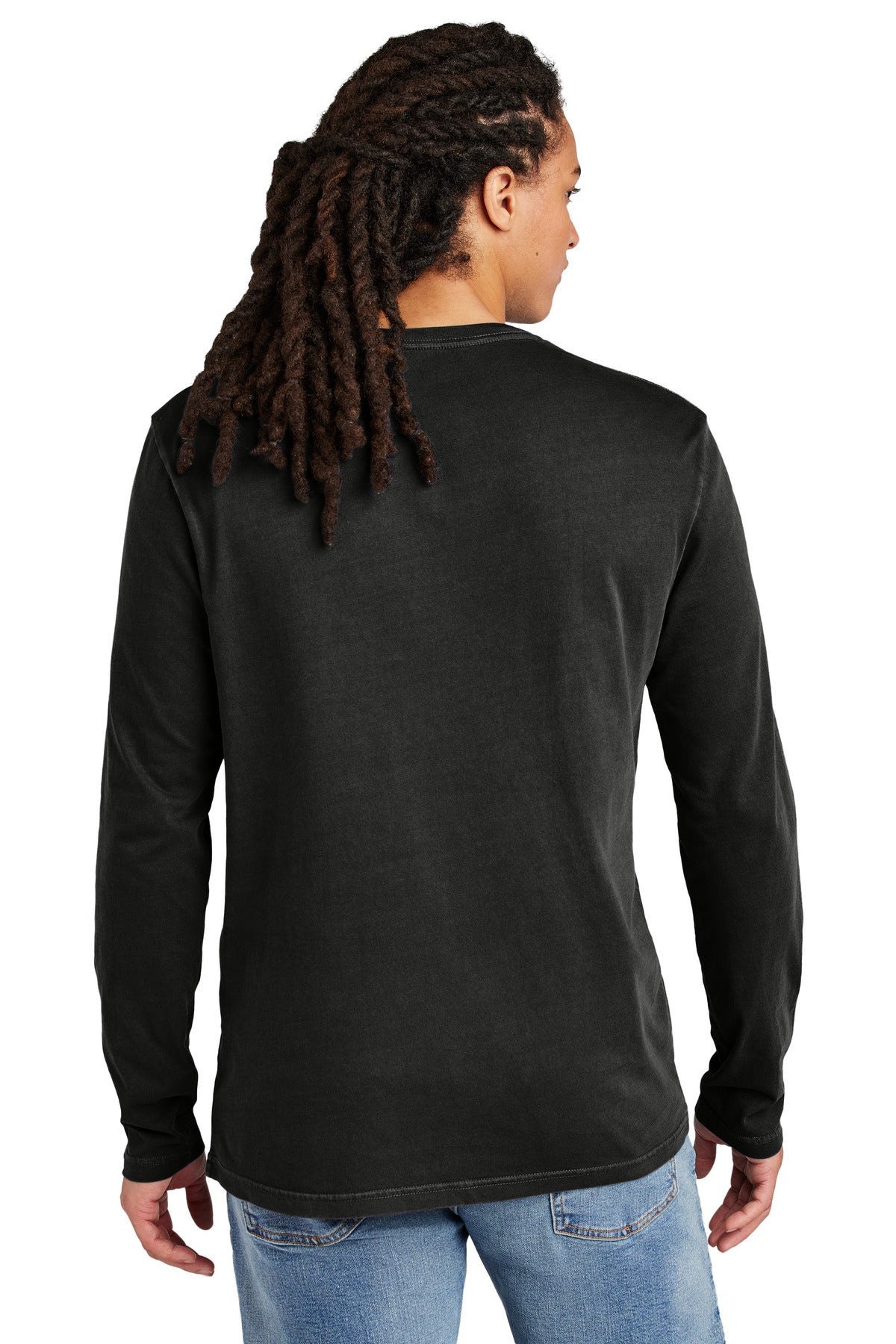 Custom Embroidered District Wash Long Sleeve Tee DT2103,Black