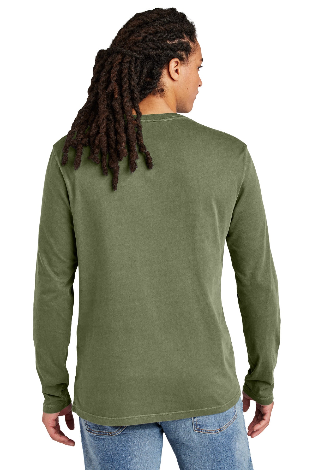 Custom Embroidered District Wash Long Sleeve Tee DT2103,Olive Drab Green