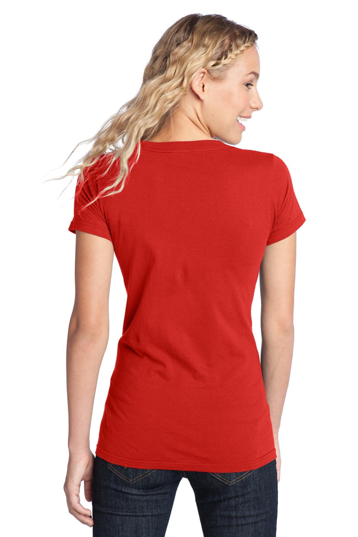 Custom Embroidered District Women's Fitted The Concert Tee DT5001,New Red