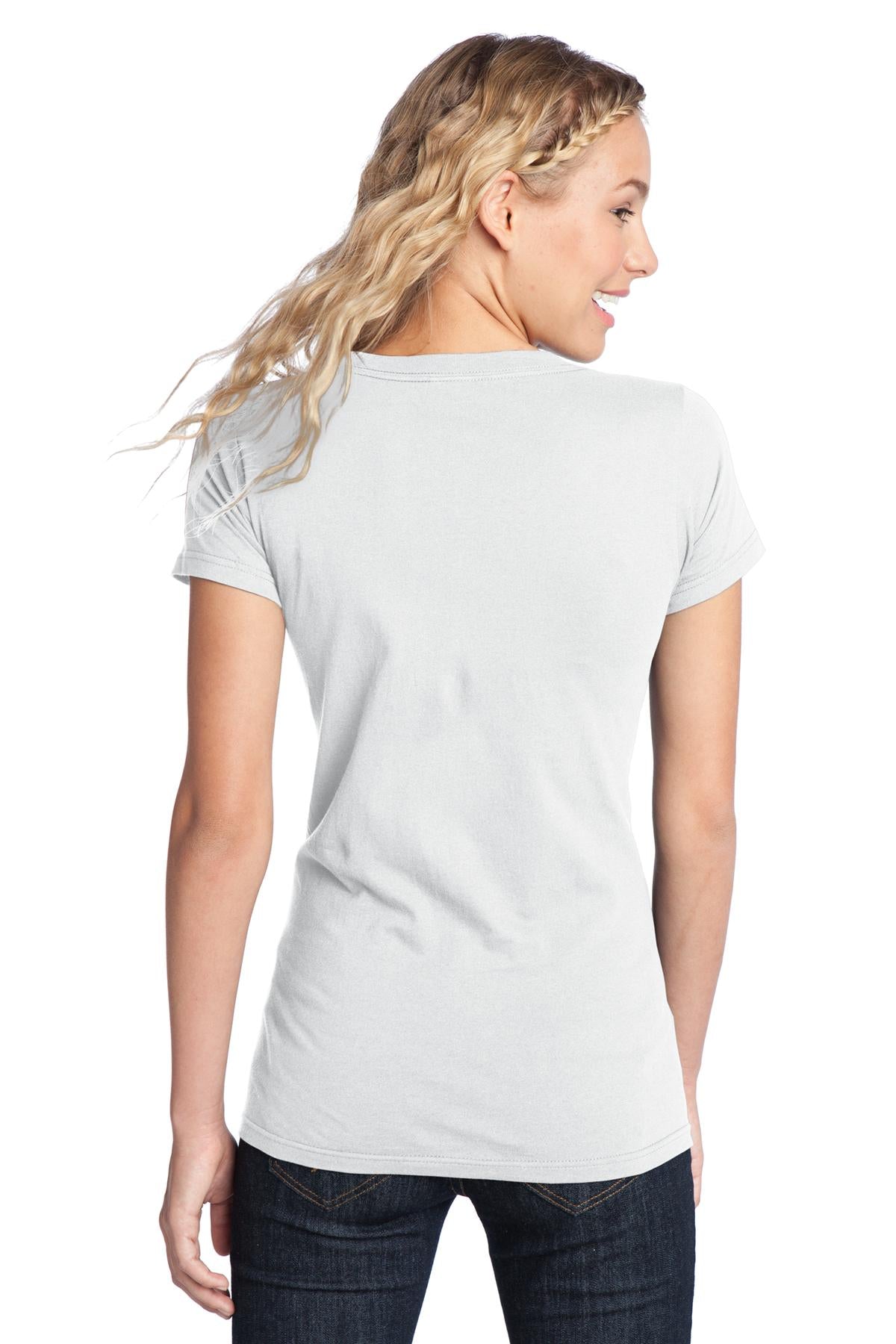 Custom Embroidered District Women's Fitted The Concert Tee DT5001,White