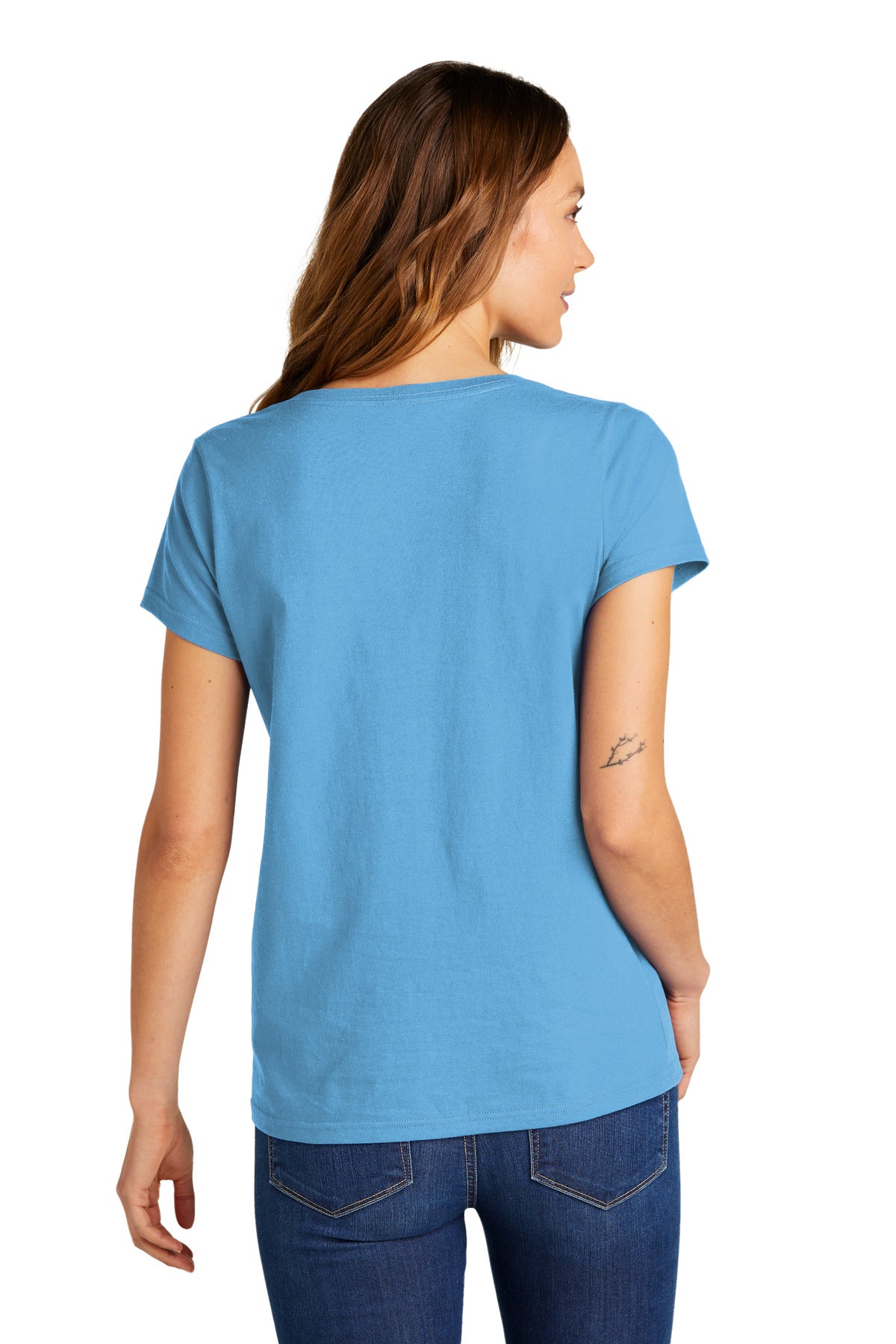Custom Embroidered District Women's The Concert Tee V-Neck DT5002,Aquatic Blue