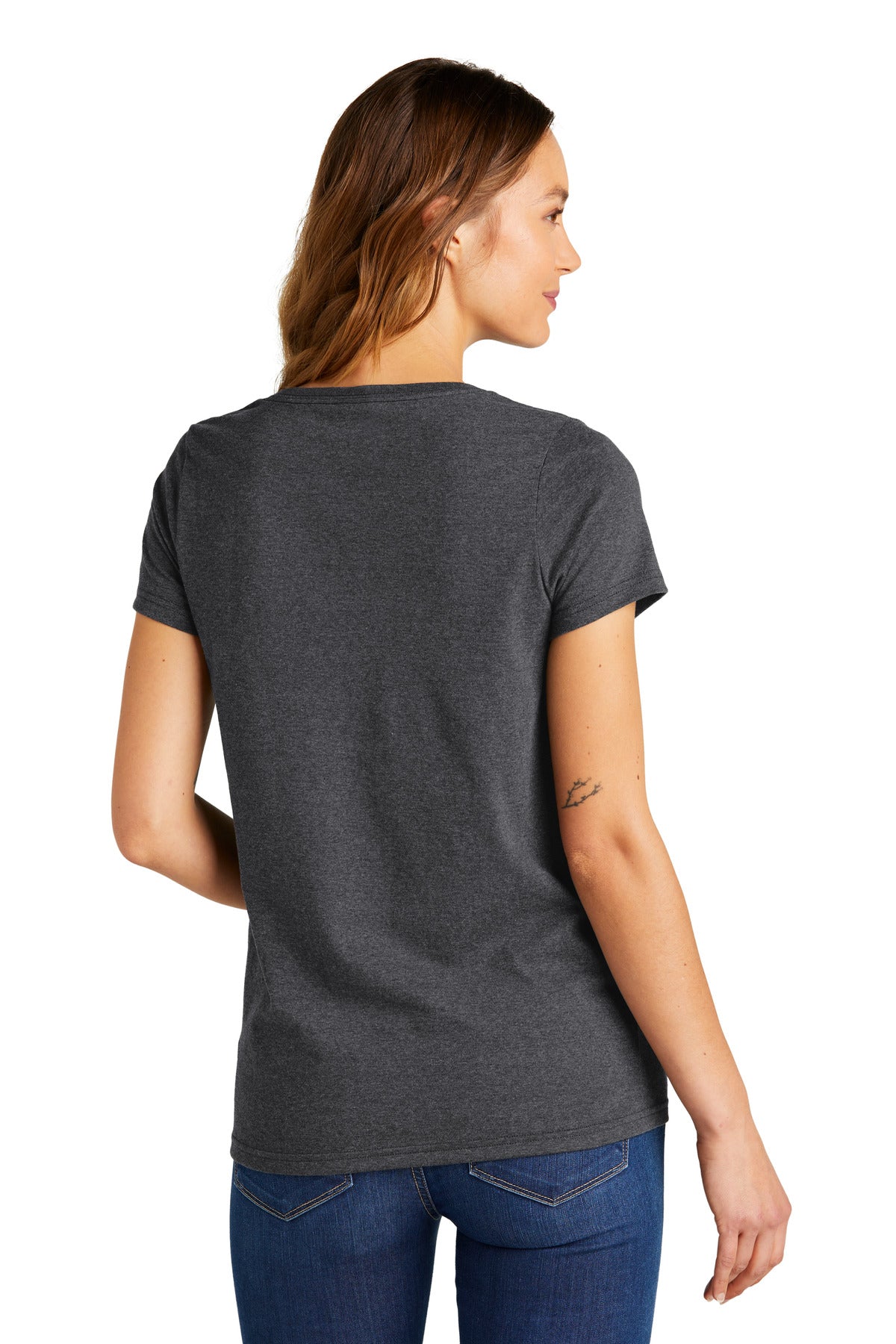 Custom Embroidered District Women's The Concert Tee V-Neck DT5002,Heathered Charcoal