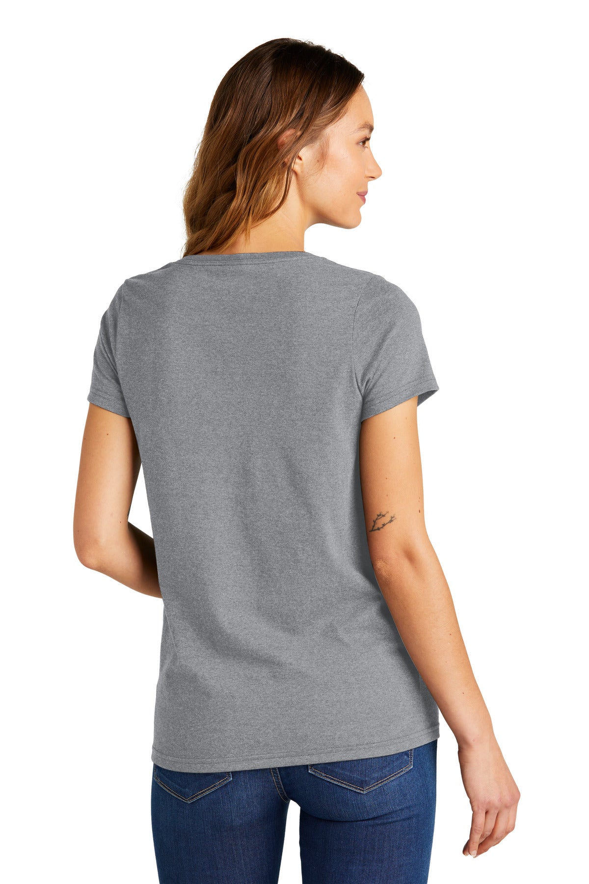 Custom Embroidered District Women's The Concert Tee V-Neck DT5002,Heather Grey