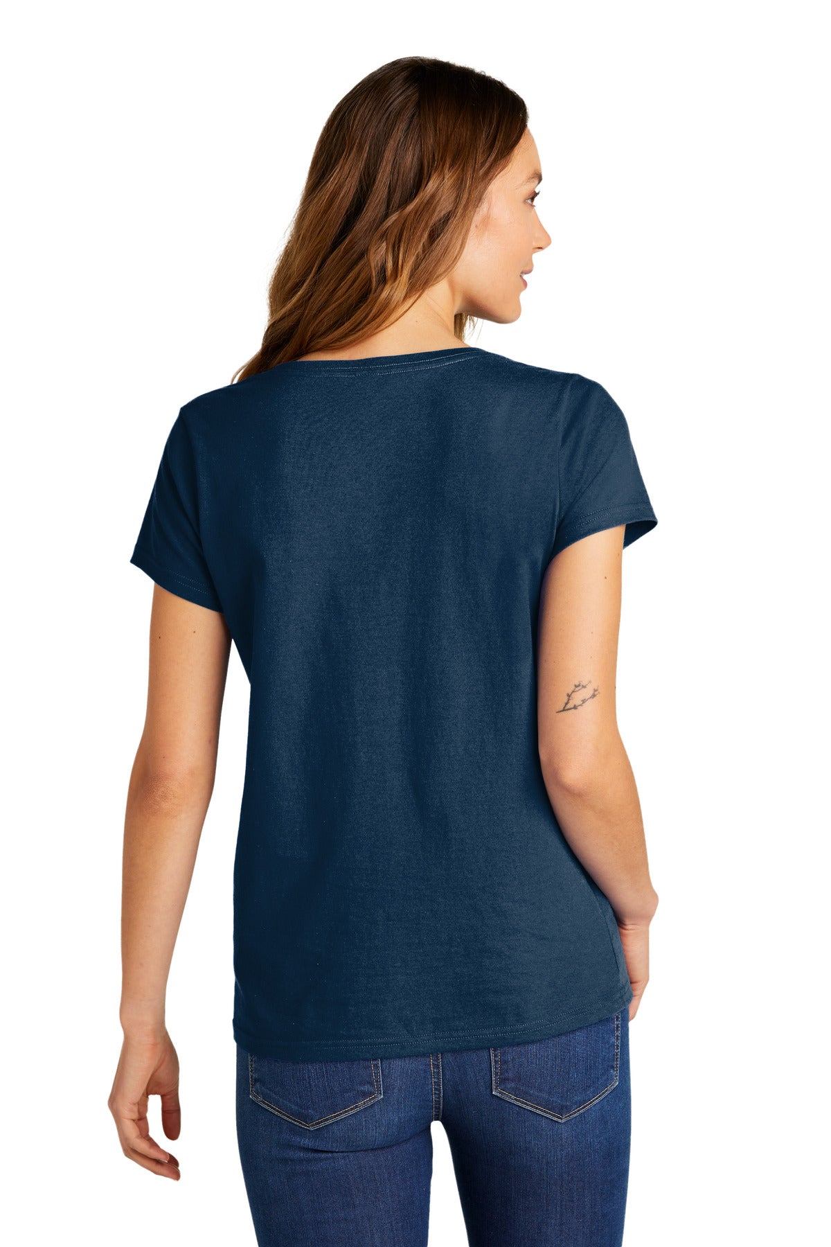 Custom Embroidered District Women's The Concert Tee V-Neck DT5002,New Navy