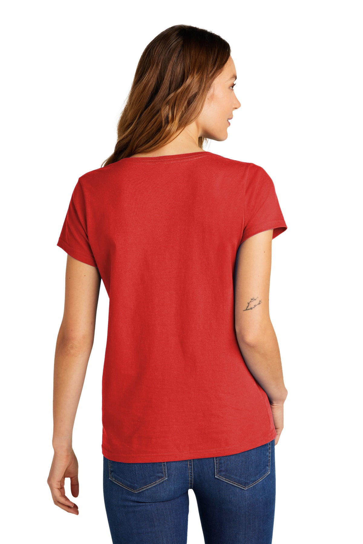 Custom Embroidered District Women's The Concert Tee V-Neck DT5002,New Red