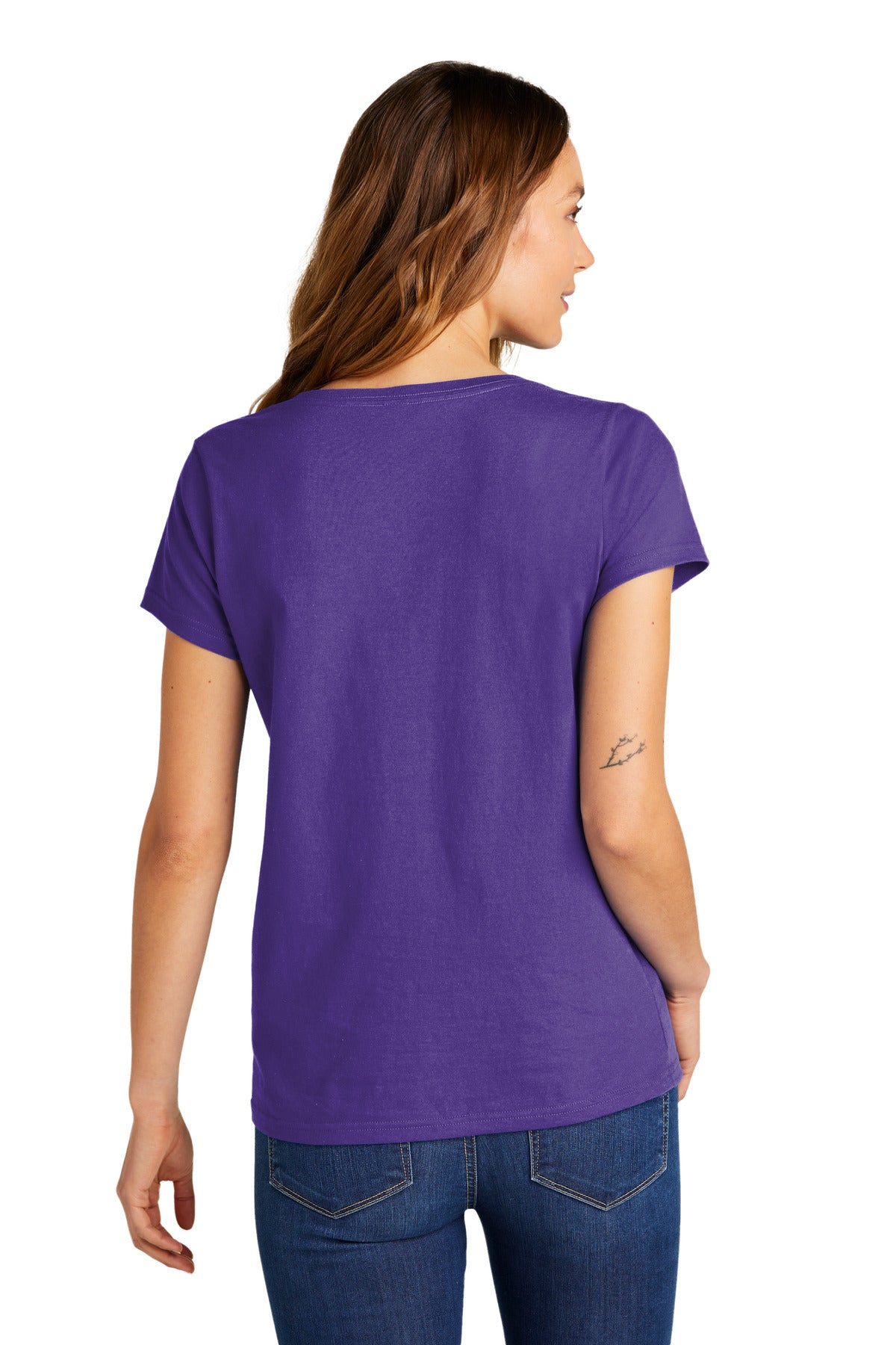 Custom Embroidered District Women's The Concert Tee V-Neck DT5002,Purple