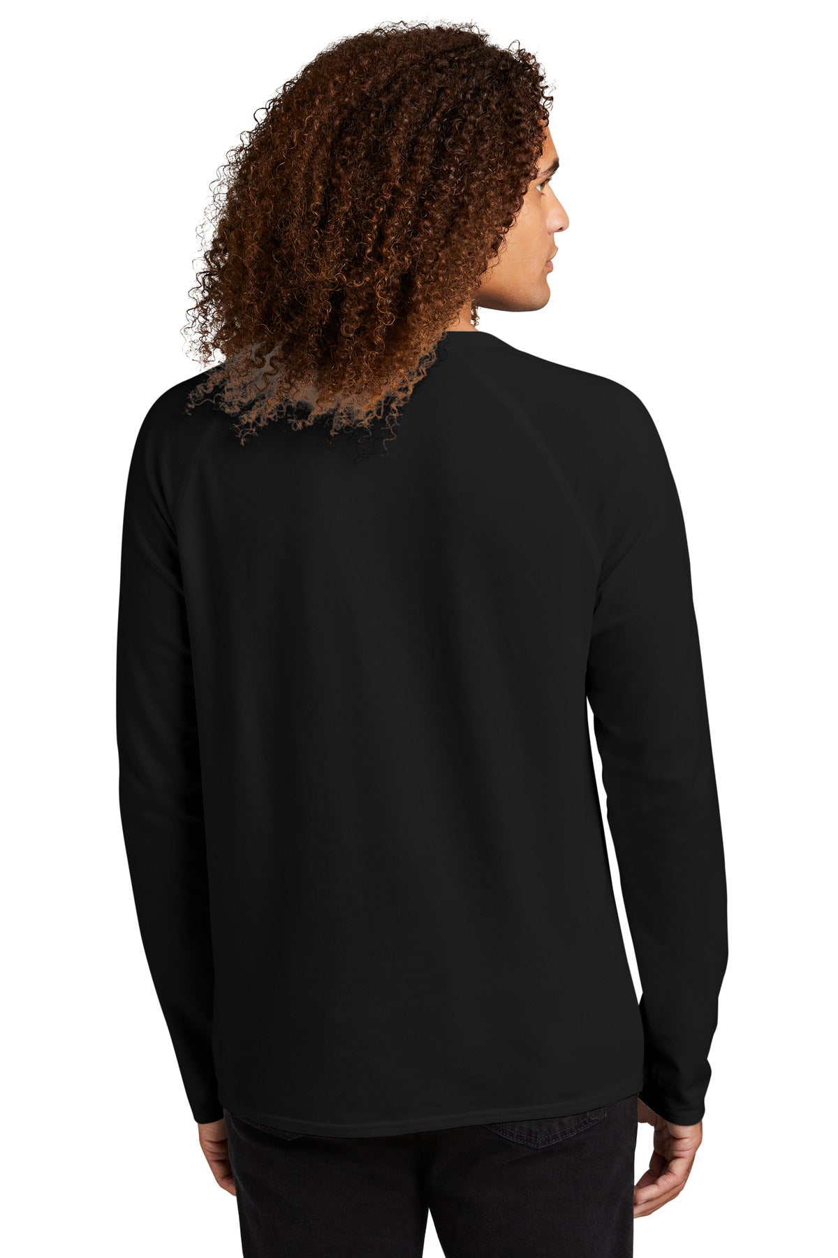 Custom Embroidered District Featherweight French Terry Long Sleeve Crewneck DT572,Black