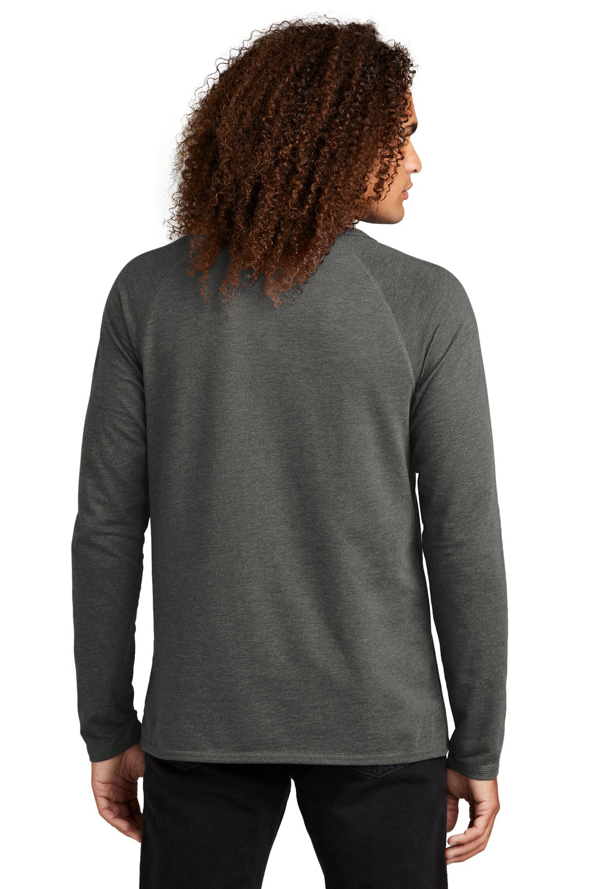 Custom Embroidered District Featherweight French Terry Long Sleeve Crewneck DT572,Washed Coal