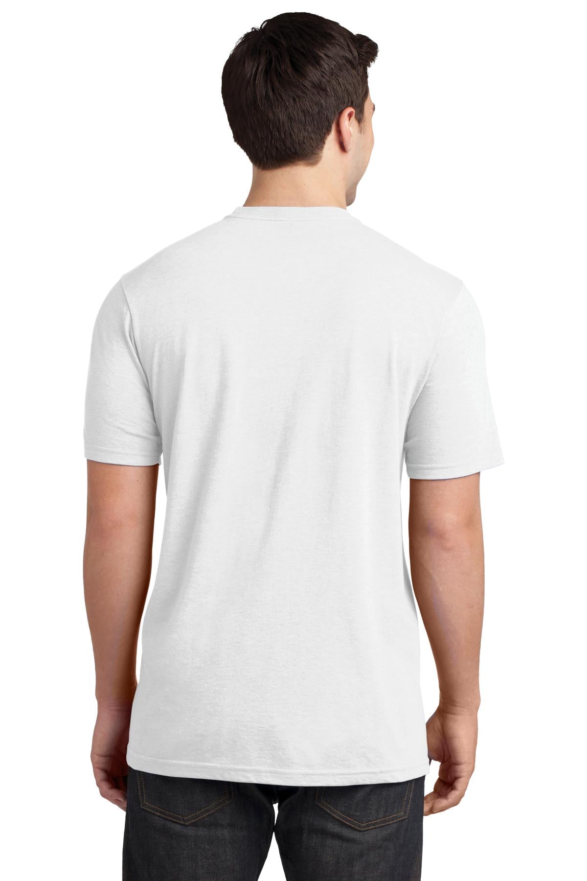 Custom Embroidered District Very Important Tee with Pocket. DT6000P,White