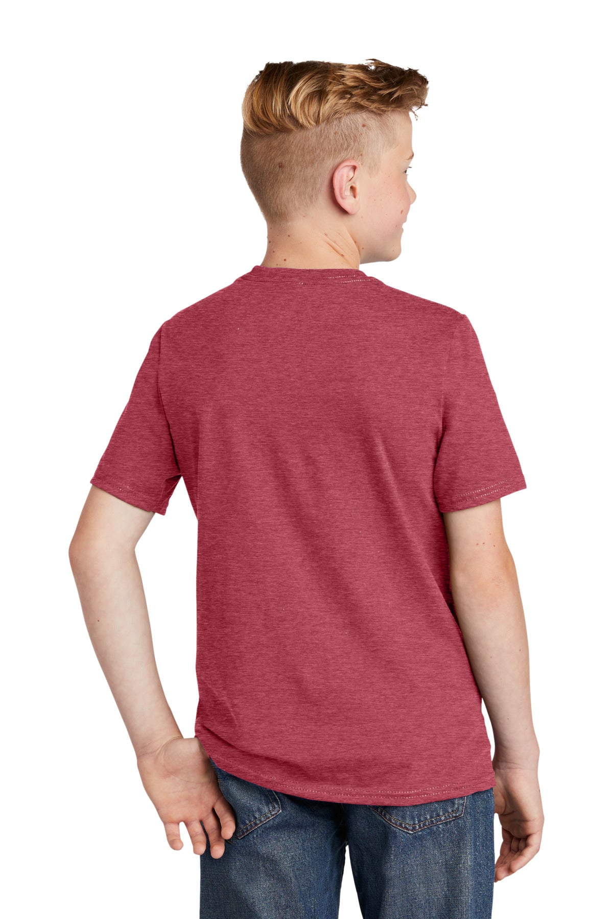 Custom Embroidered District Youth Very Important Tee. DT6000Y,Heathered Cardinal