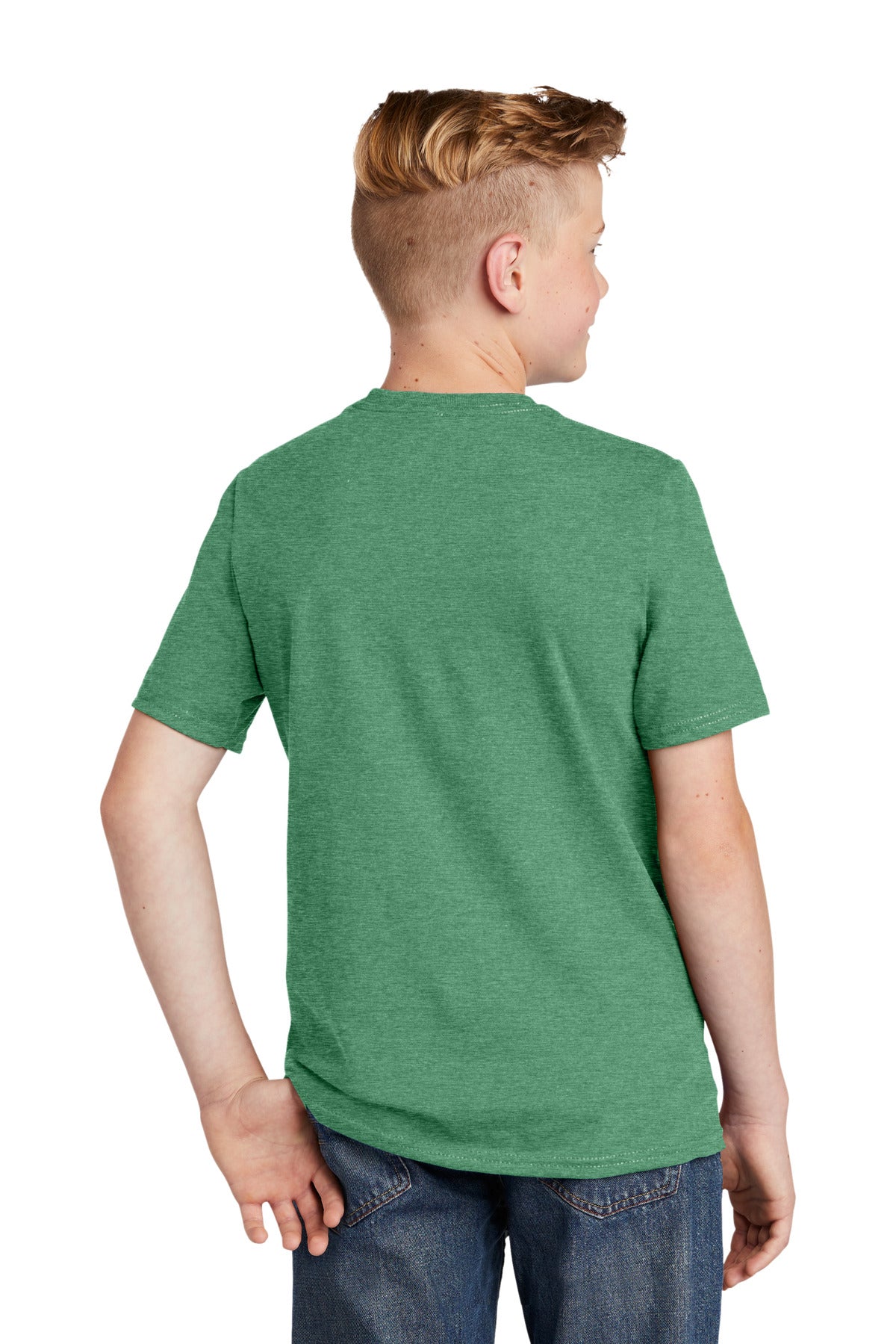 Custom Embroidered District Youth Very Important Tee. DT6000Y,Heathered Kelly Green