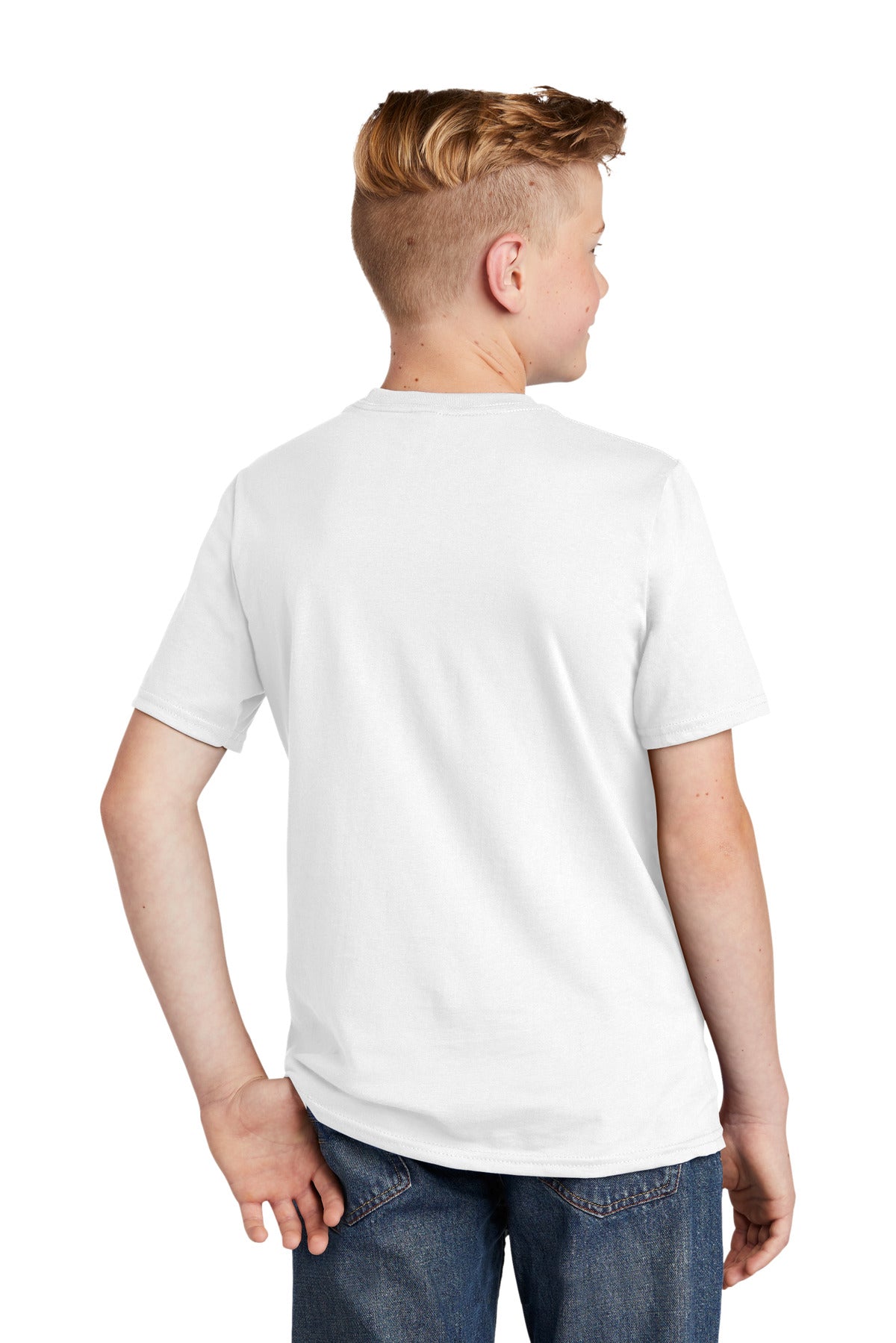 Custom Embroidered District Youth Very Important Tee. DT6000Y,White