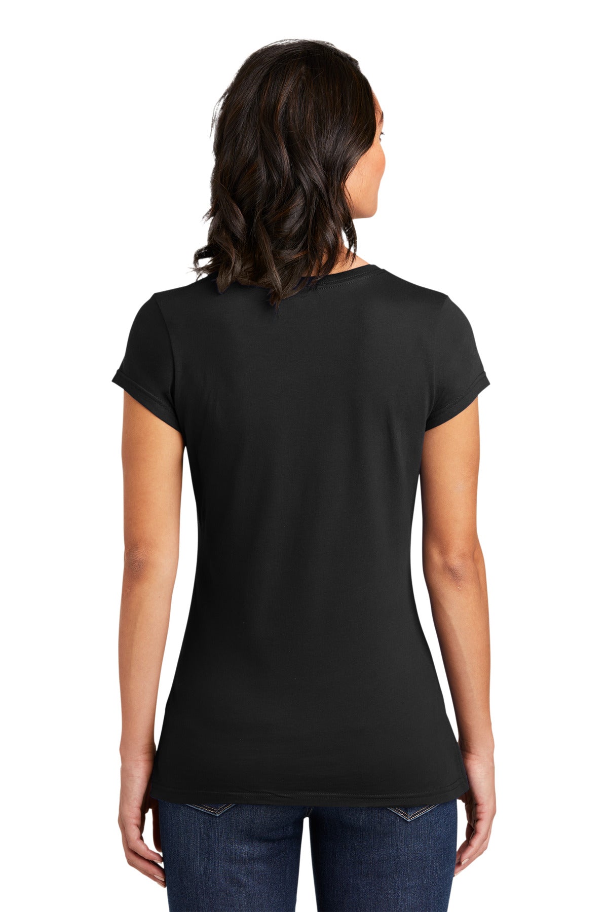 Custom Embroidered District Women's Fitted Very Important Tee. DT6001,Black