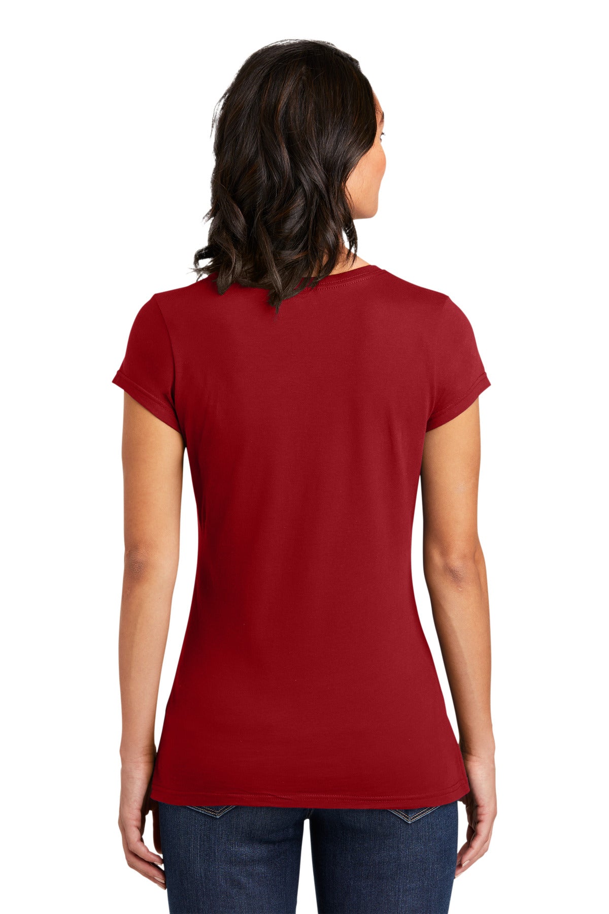 Custom Embroidered District Women's Fitted Very Important Tee. DT6001,Classic Red