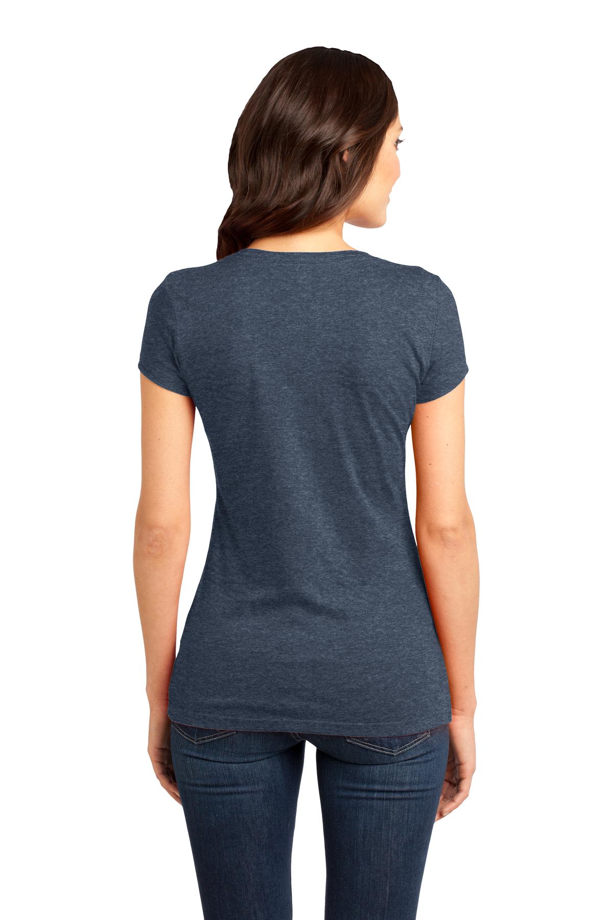 Custom Embroidered District Women's Fitted Very Important Tee. DT6001,Heathered Navy