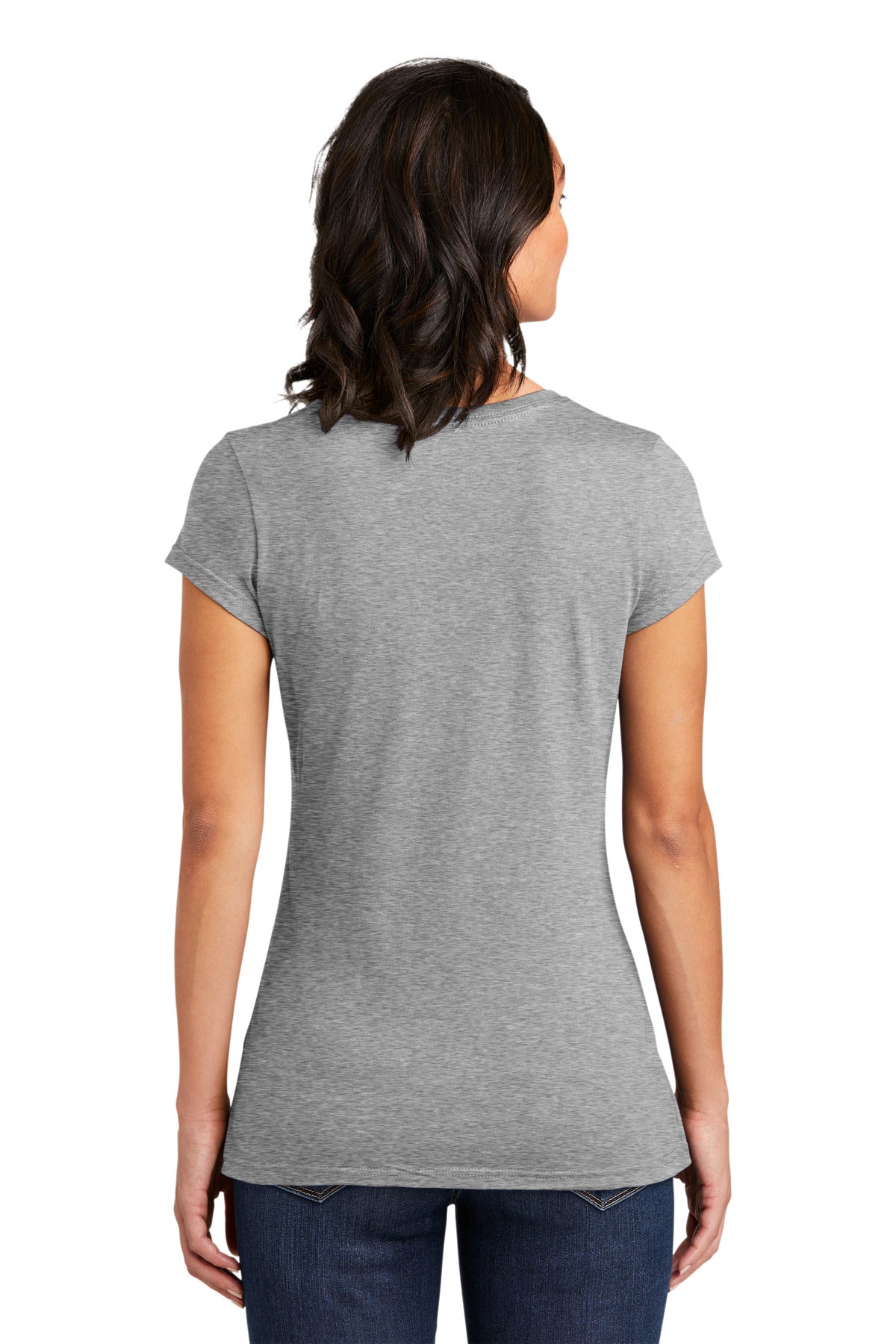 Custom Embroidered District Women's Fitted Very Important Tee. DT6001,Light Heather Grey
