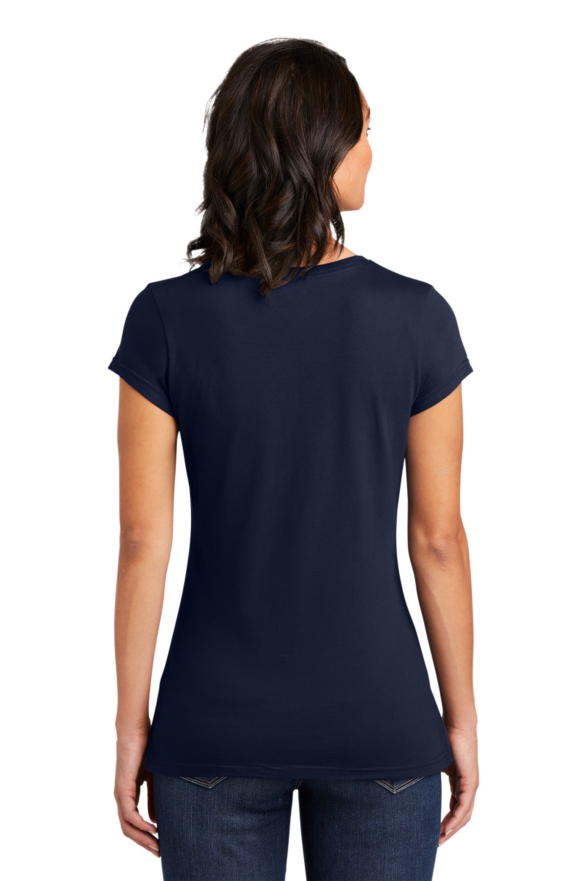 Custom Embroidered District Women's Fitted Very Important Tee. DT6001,New Navy