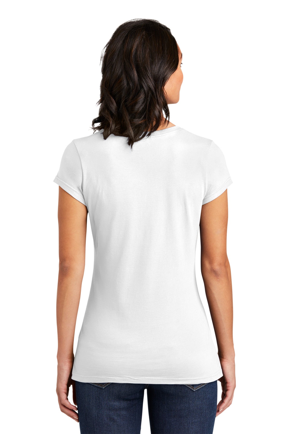 Custom Embroidered District Women's Fitted Very Important Tee. DT6001,White
