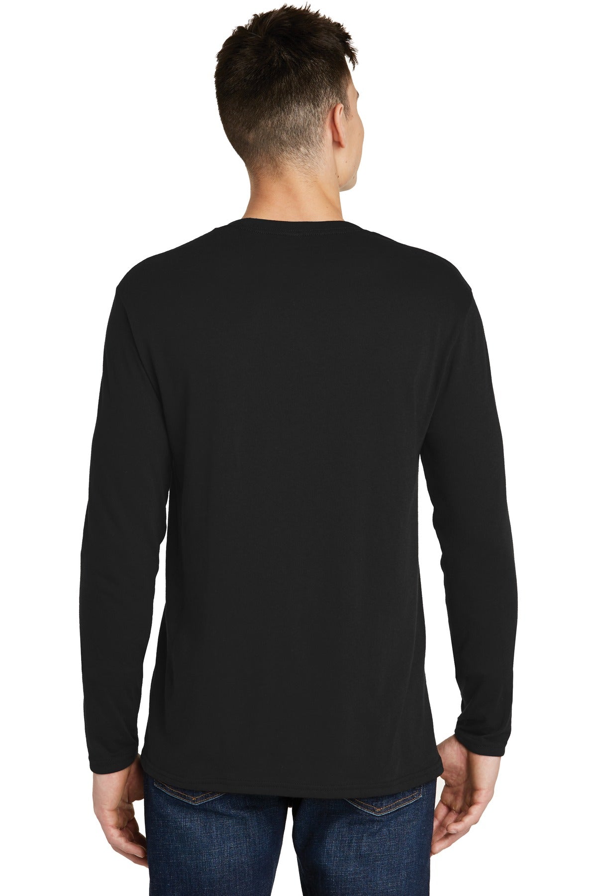 Custom Embroidered District Very Important Tee Long Sleeve. DT6200,Black
